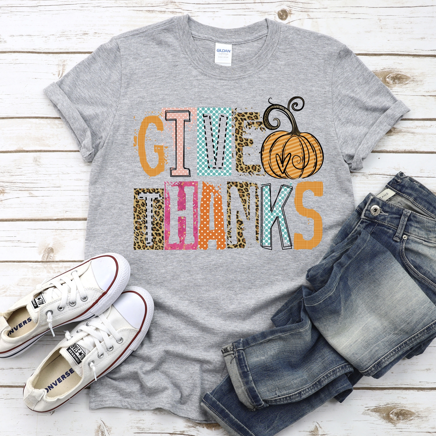 Give Thanks mixed letters *DTF* Transfer - Image 2