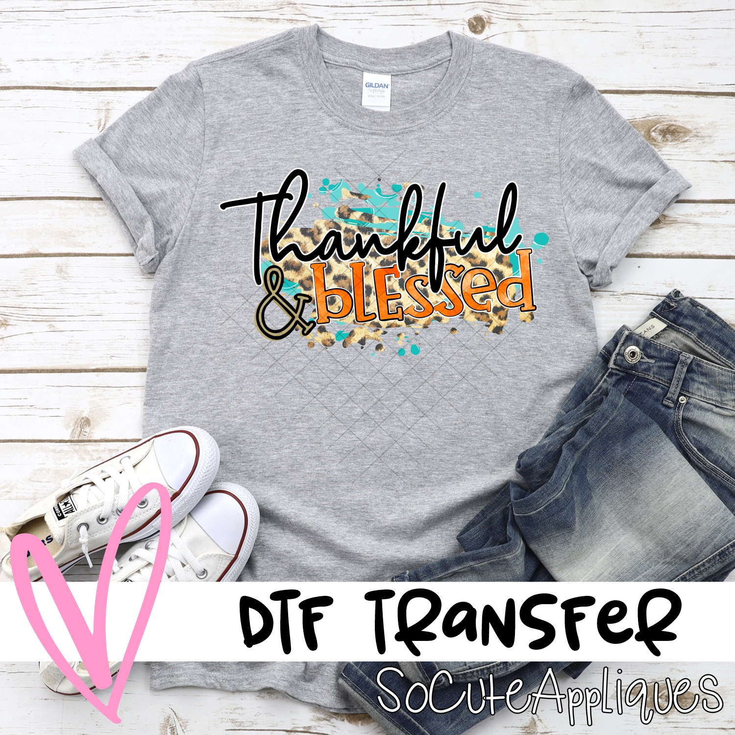 Thankful grateful blessed on leopard *DTF* Transfer