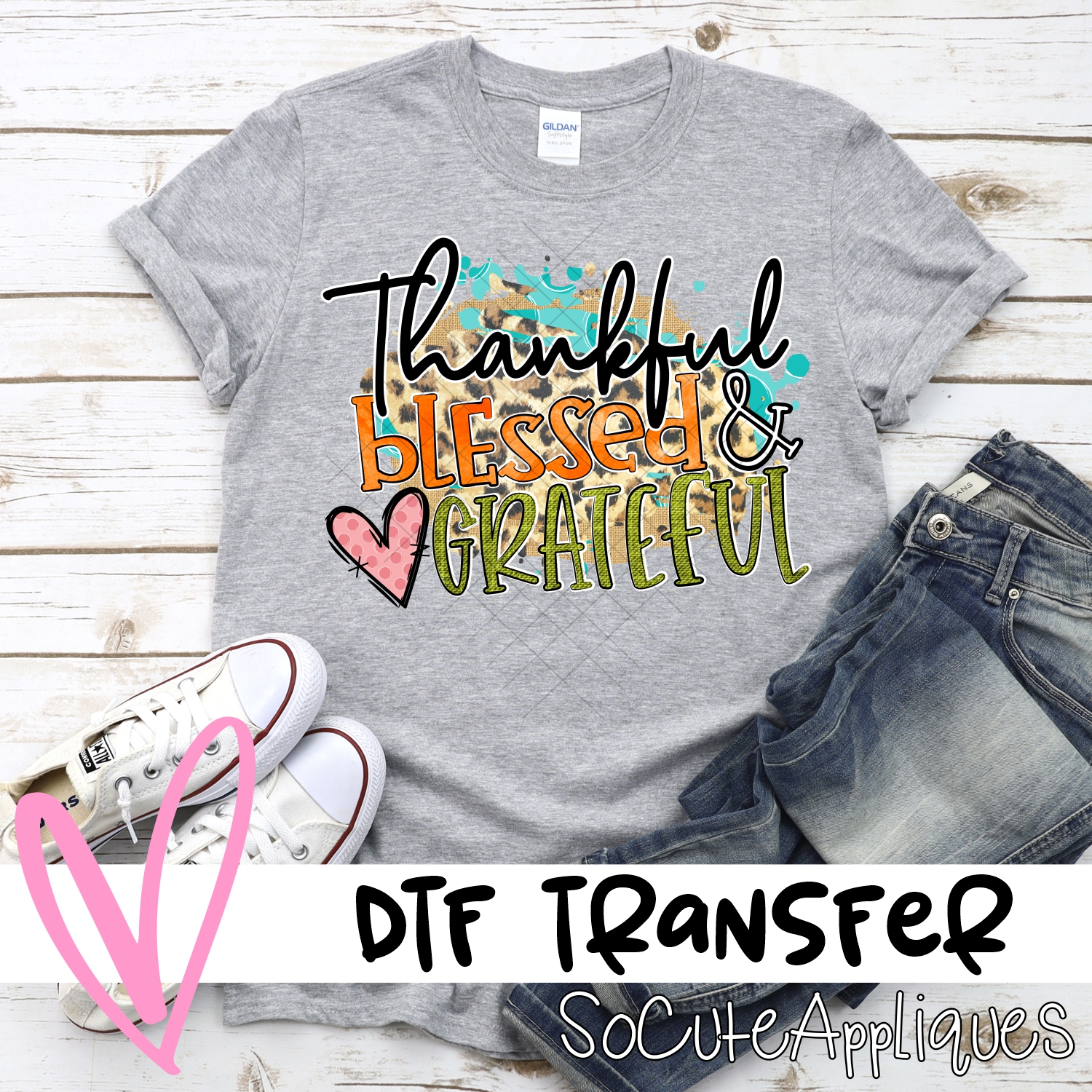 Thankful blessed grateful on leopard *DTF* Transfer