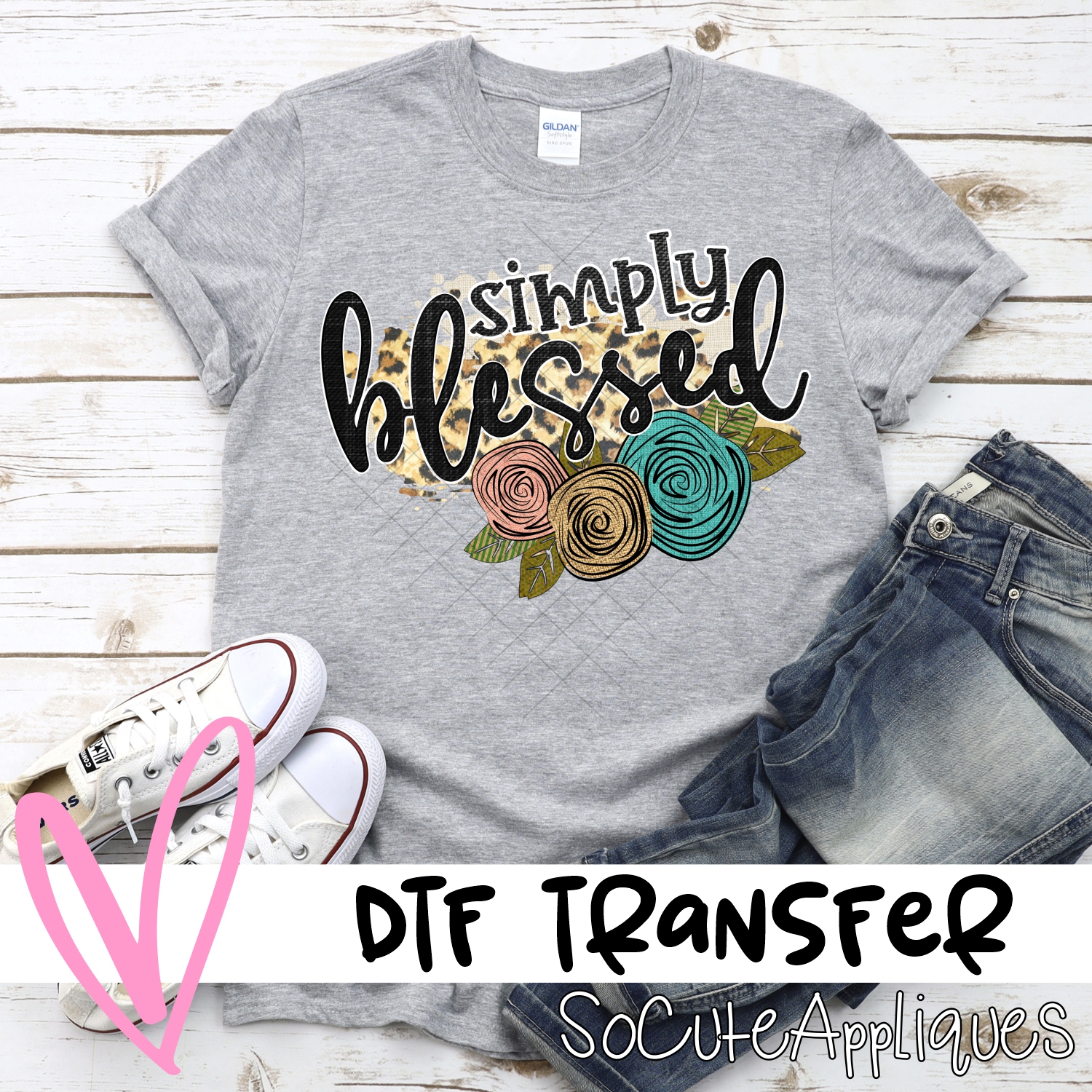 Simply blessed on leopard *DTF* Transfer
