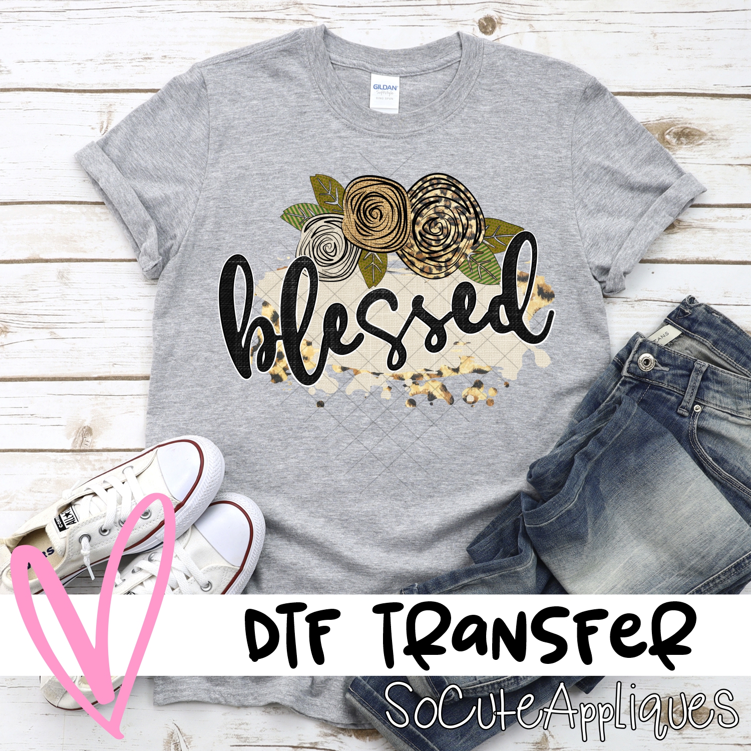Blessed on linen and leopard *DTF* Transfer
