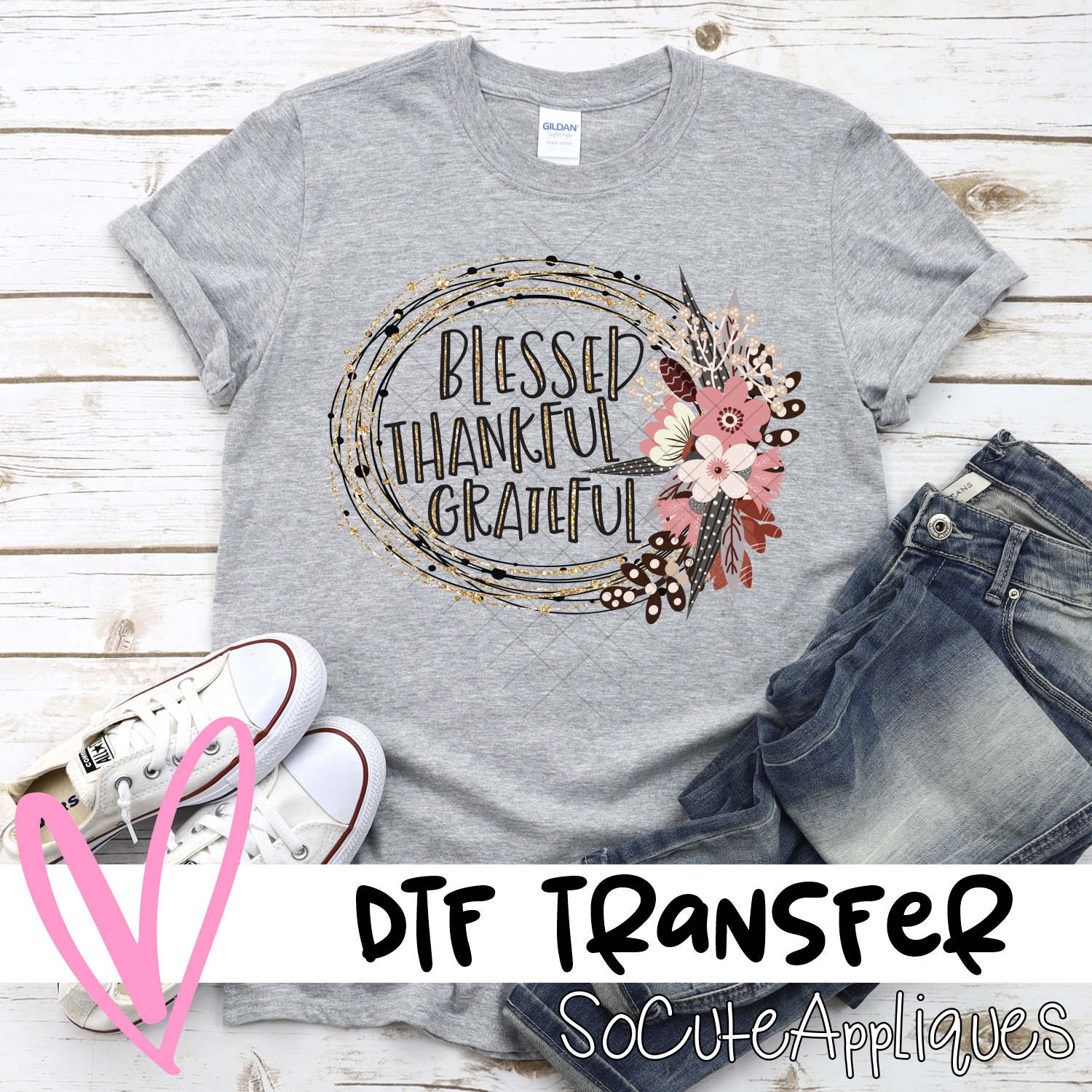 blessed thankful grateful wreath *DTF* Transfer