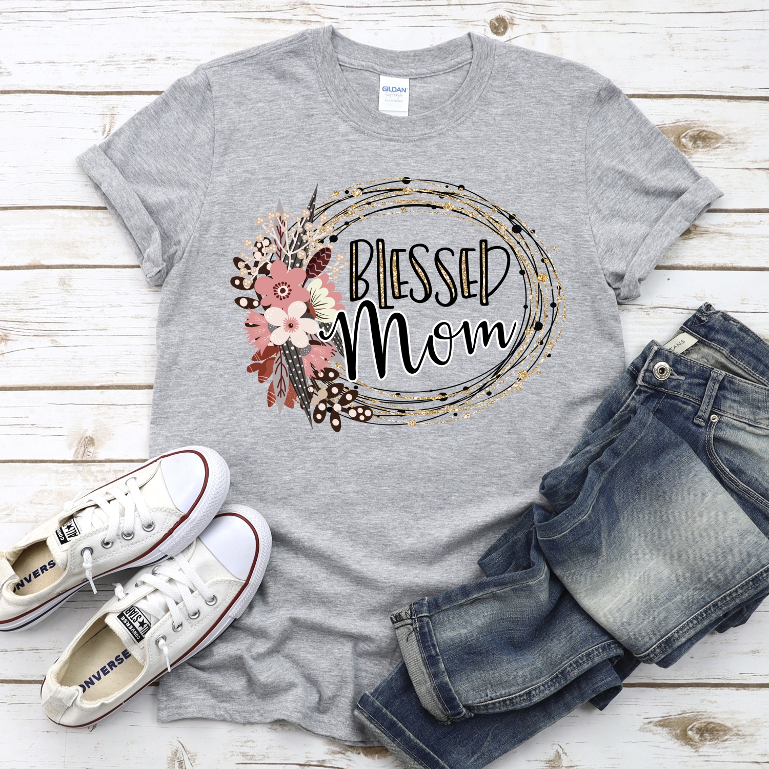Blessed Mom wreath *DTF* Transfer - Image 2