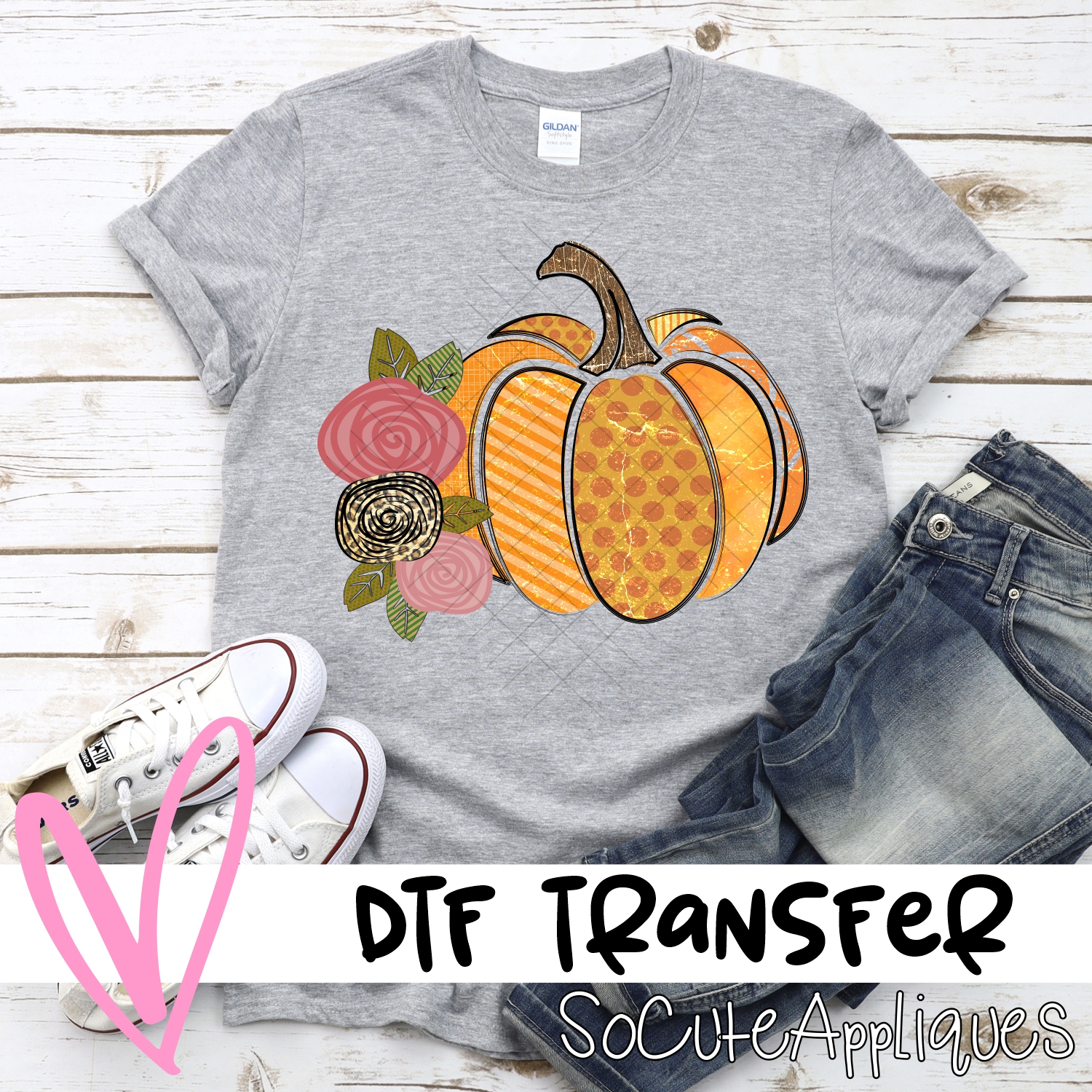 Mixed polka dot pumpkin flowers *DTF* Transfer