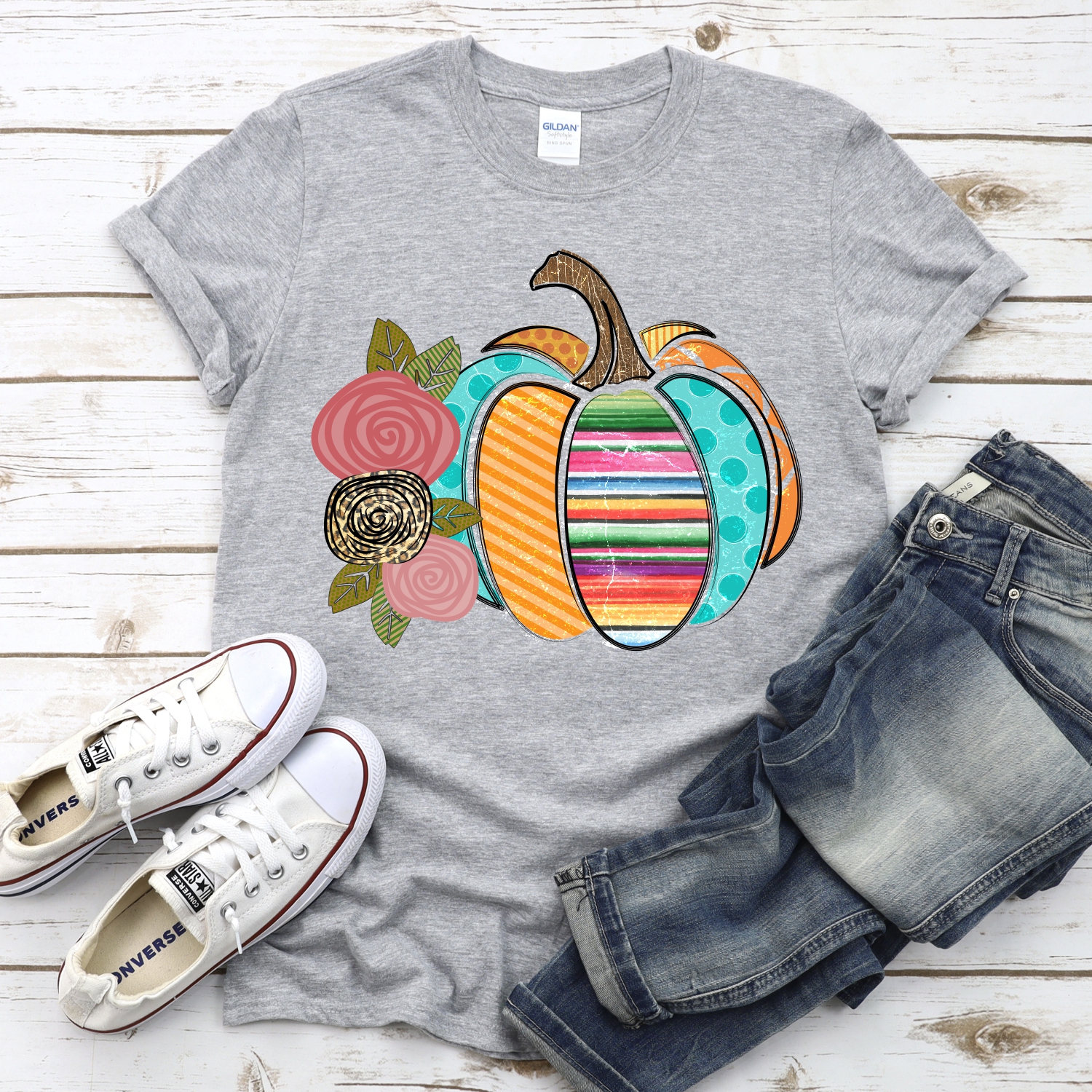 Multi pumpkin with flowers *DTF* Transfer - Image 2