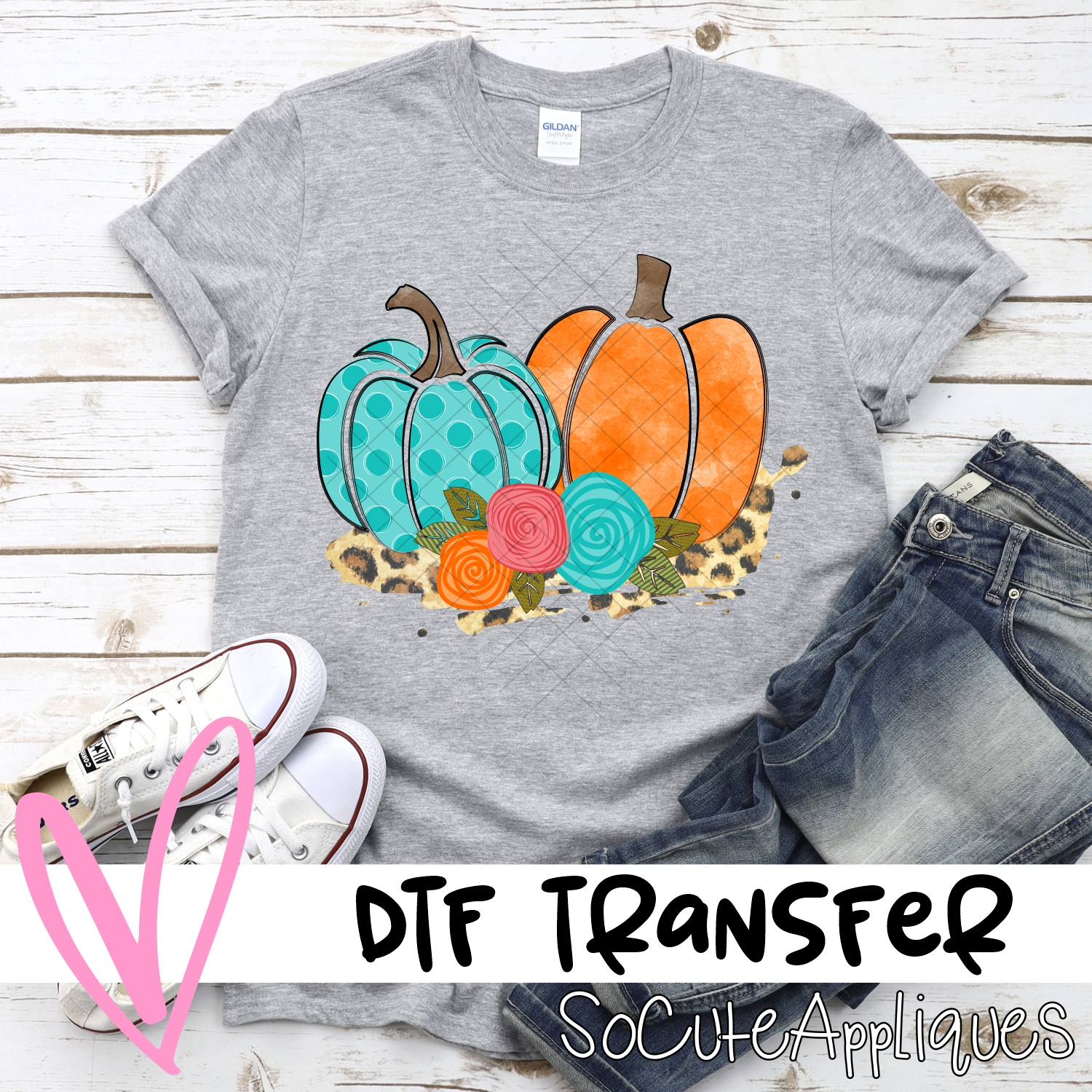 Double pumpkin on leopard *DTF* Transfer