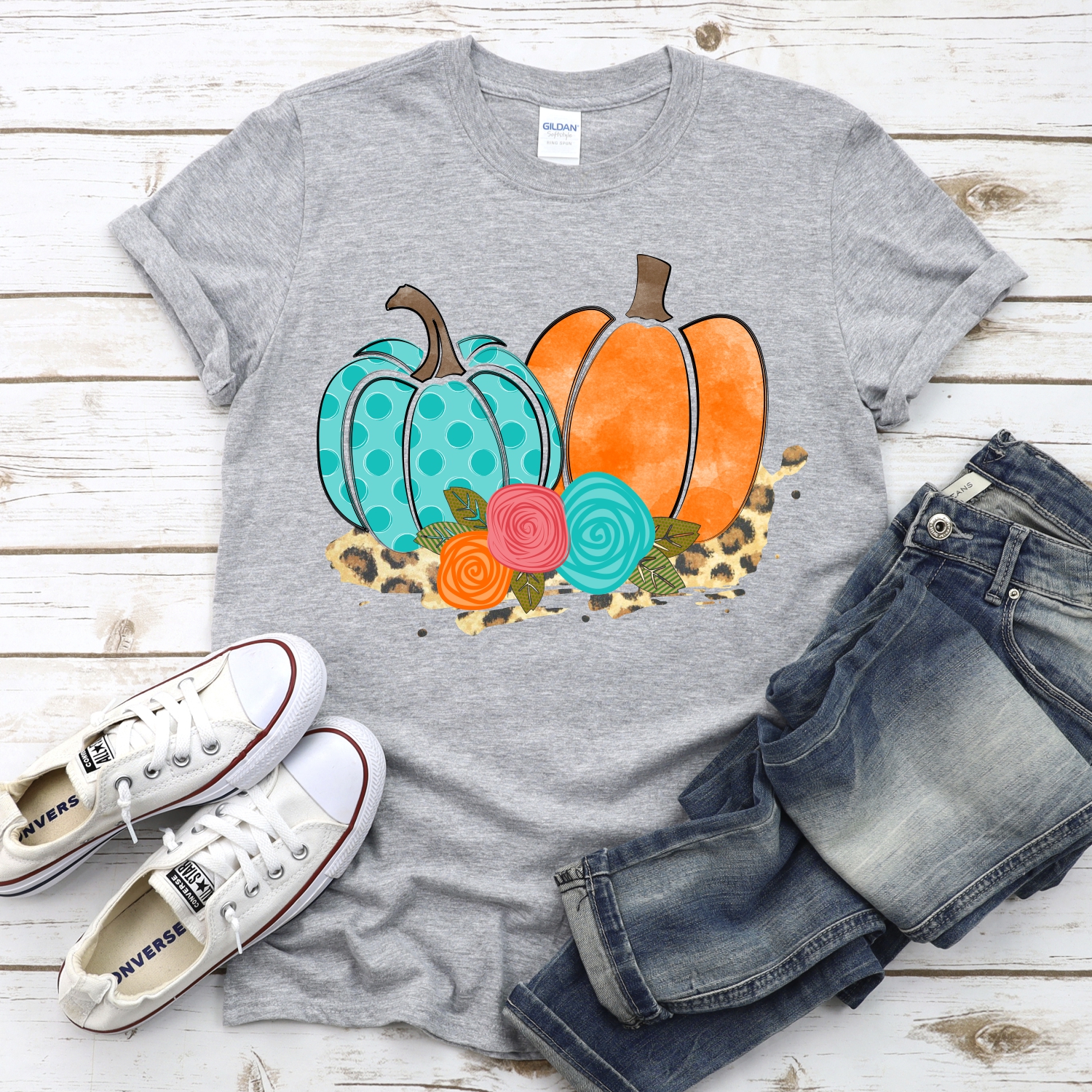 Double pumpkin on leopard *DTF* Transfer - Image 2