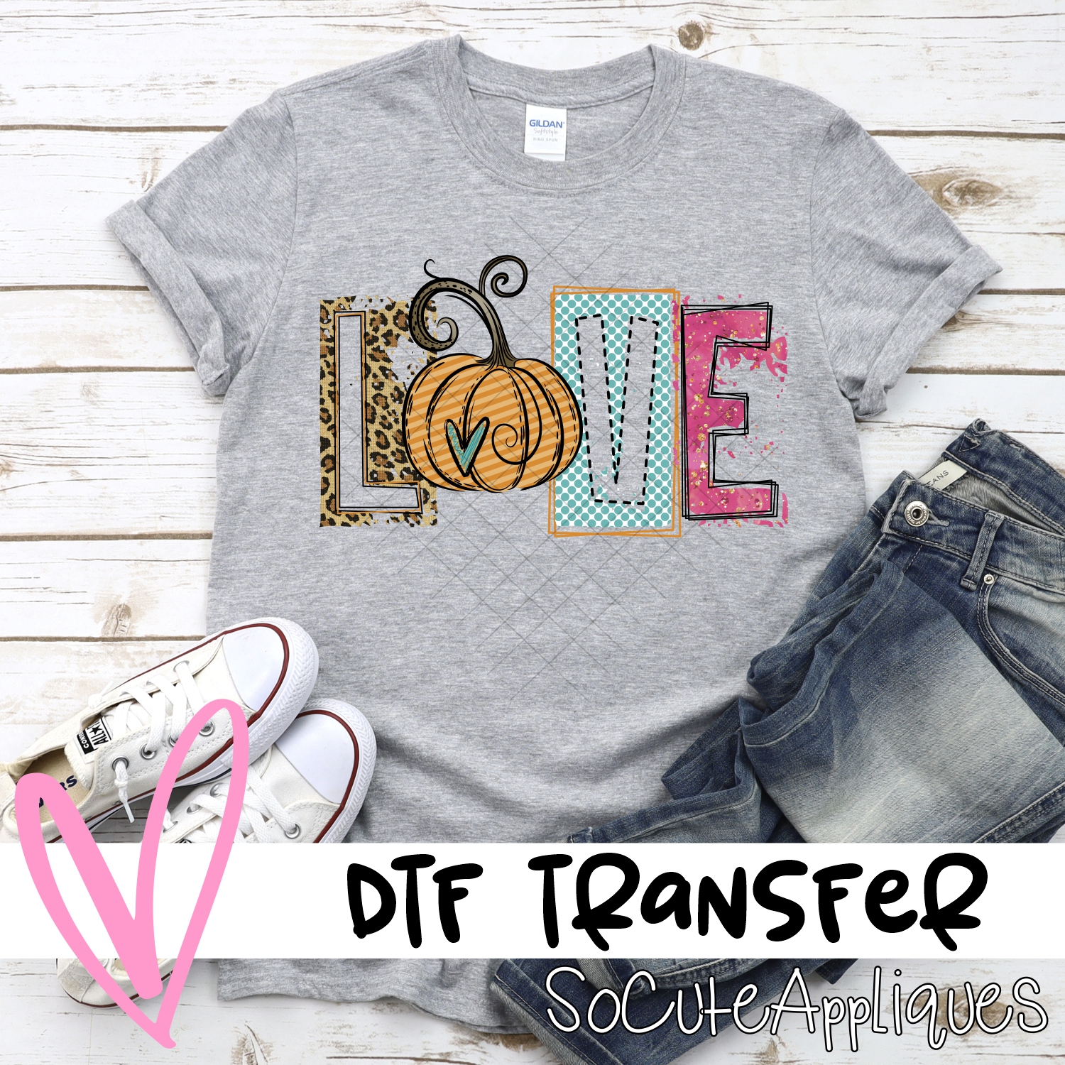Love pumpkin mixed letters *DTF* Transfer