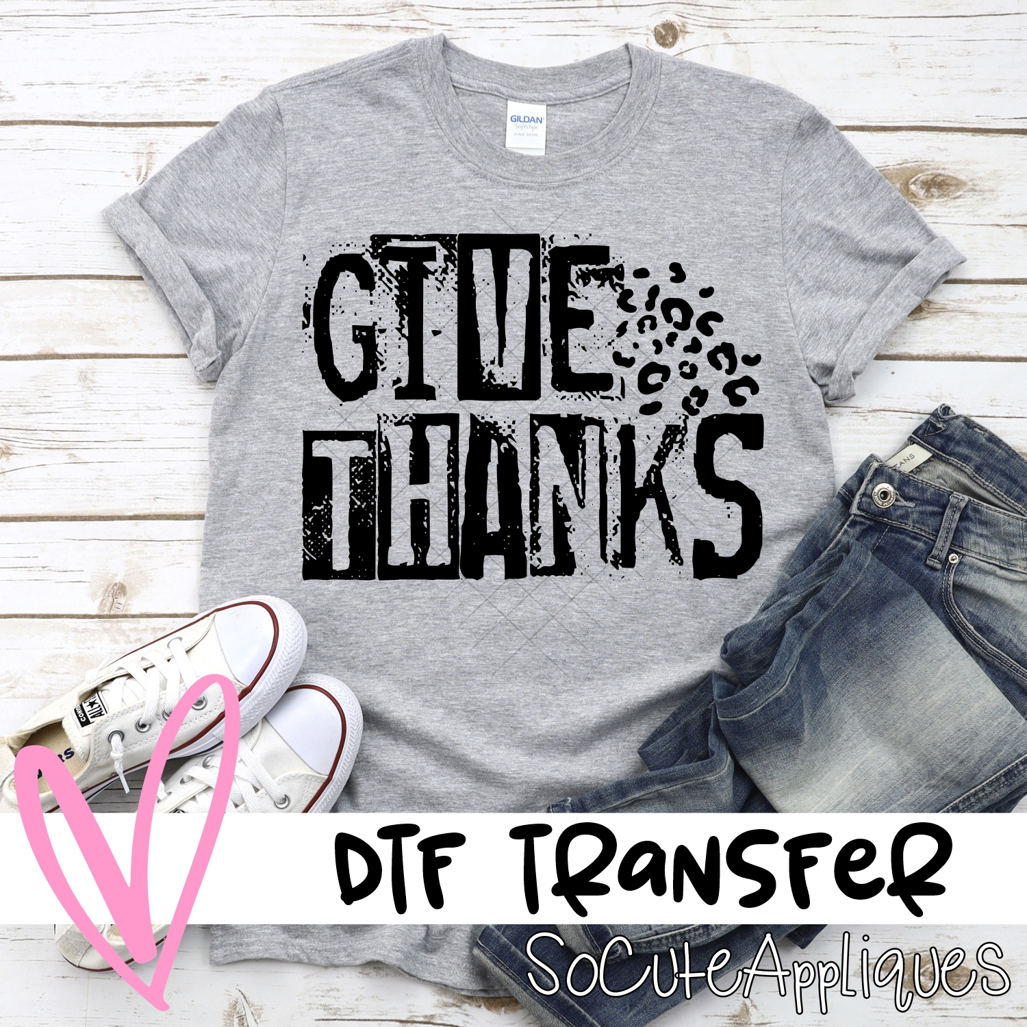 Give thanks leopard black *DTF* Transfer
