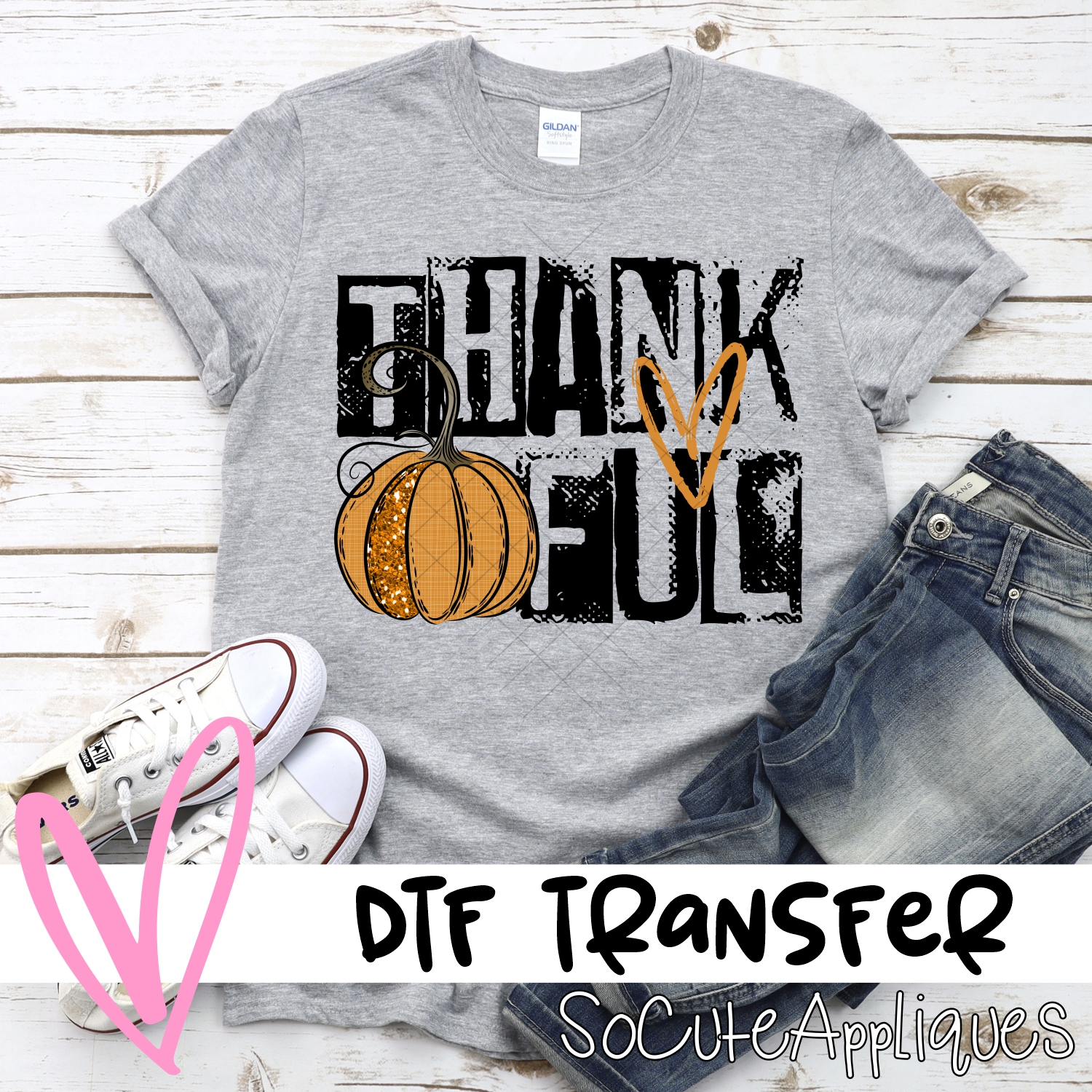 Thankful pumpkin black *DTF* Transfer