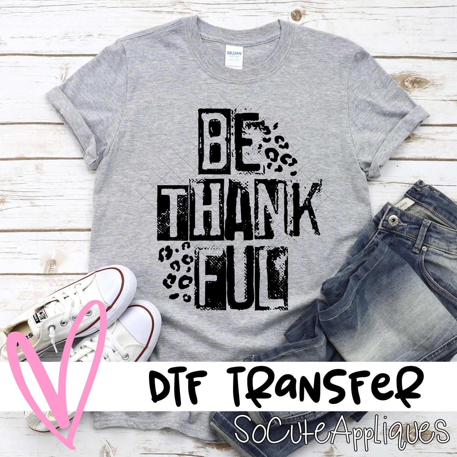 Be thankful leopard black *DTF* Transfer