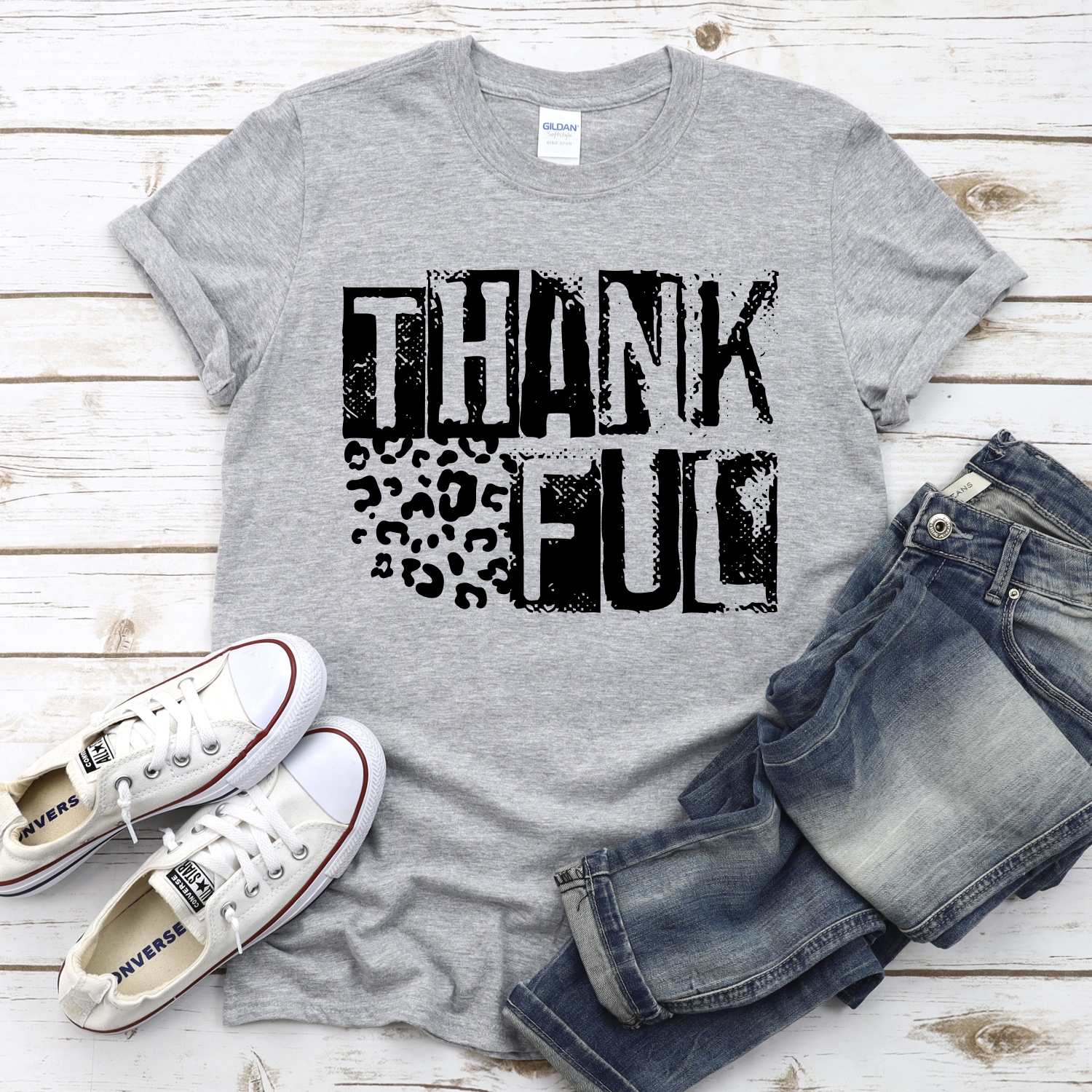 Thankful leopard black no heart *DTF* Transfer - Image 2