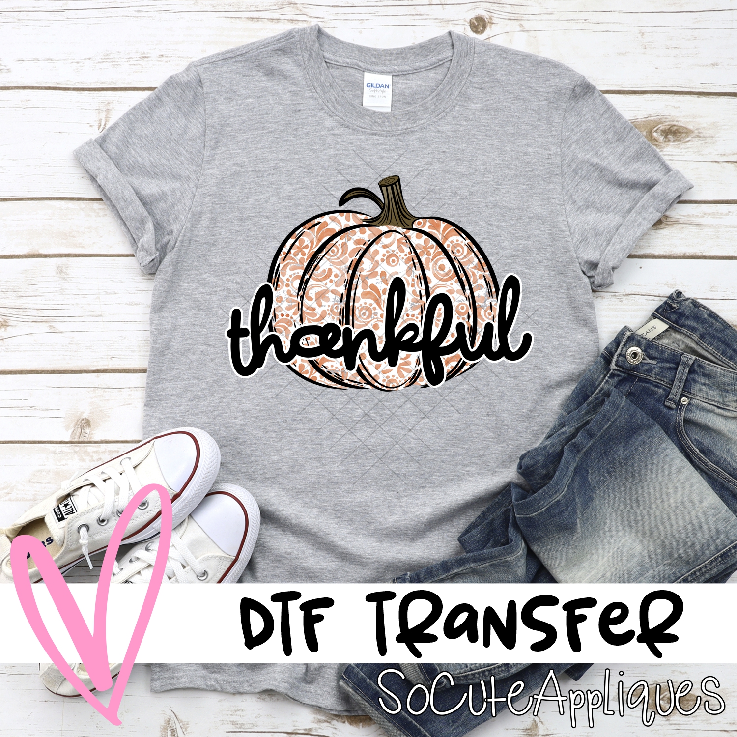 Thankful orange motif pumpkin *DTF* Transfer