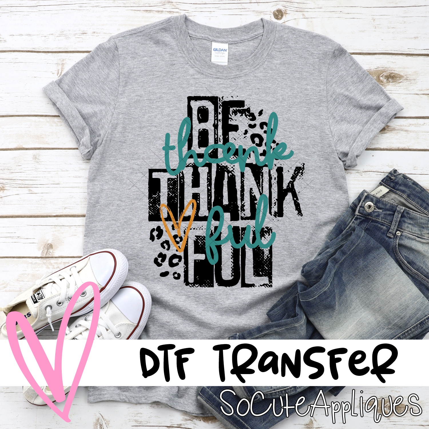Be thankful leopard black orange *DTF* Transfer