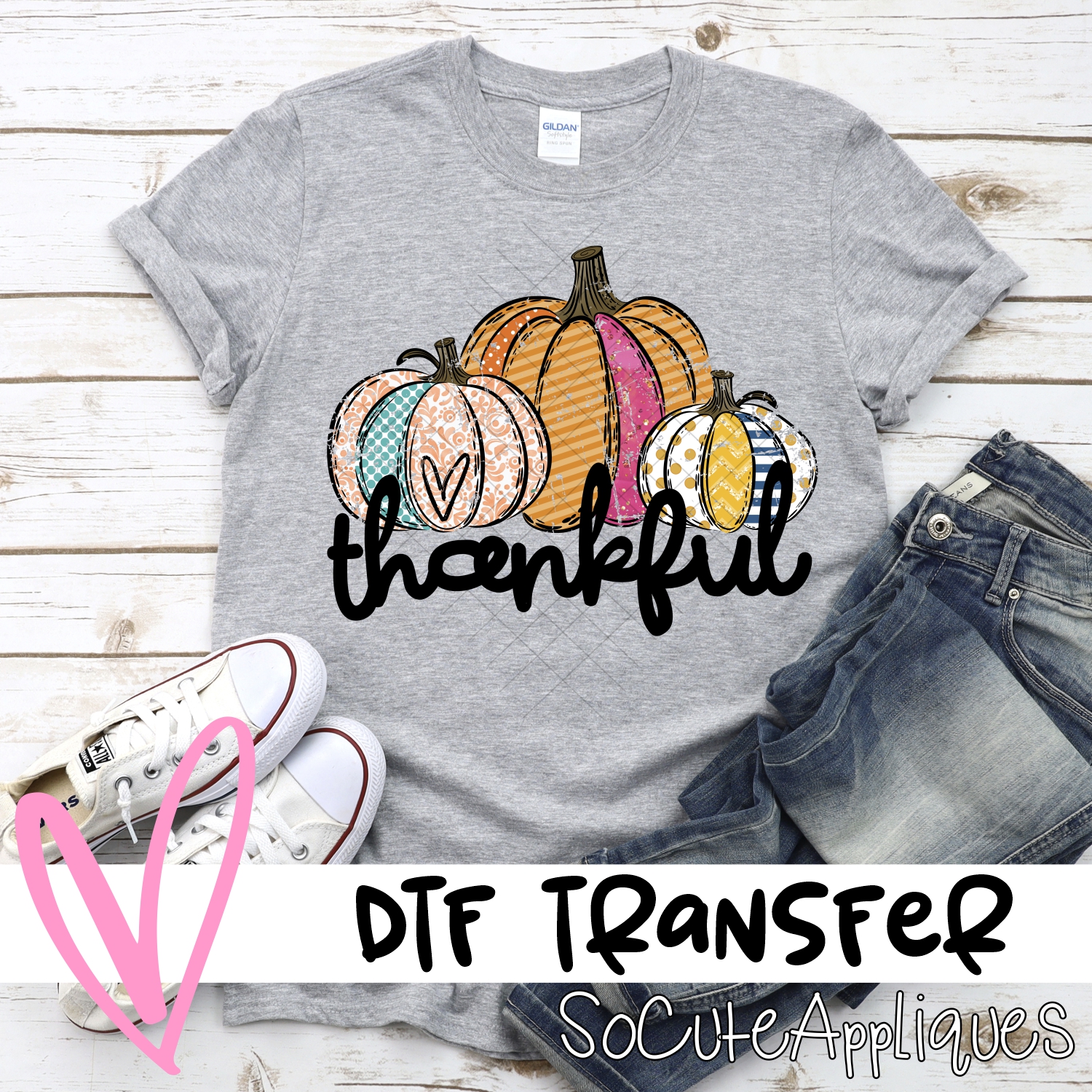 Thankful pumpkin trio multi color *DTF* Transfer