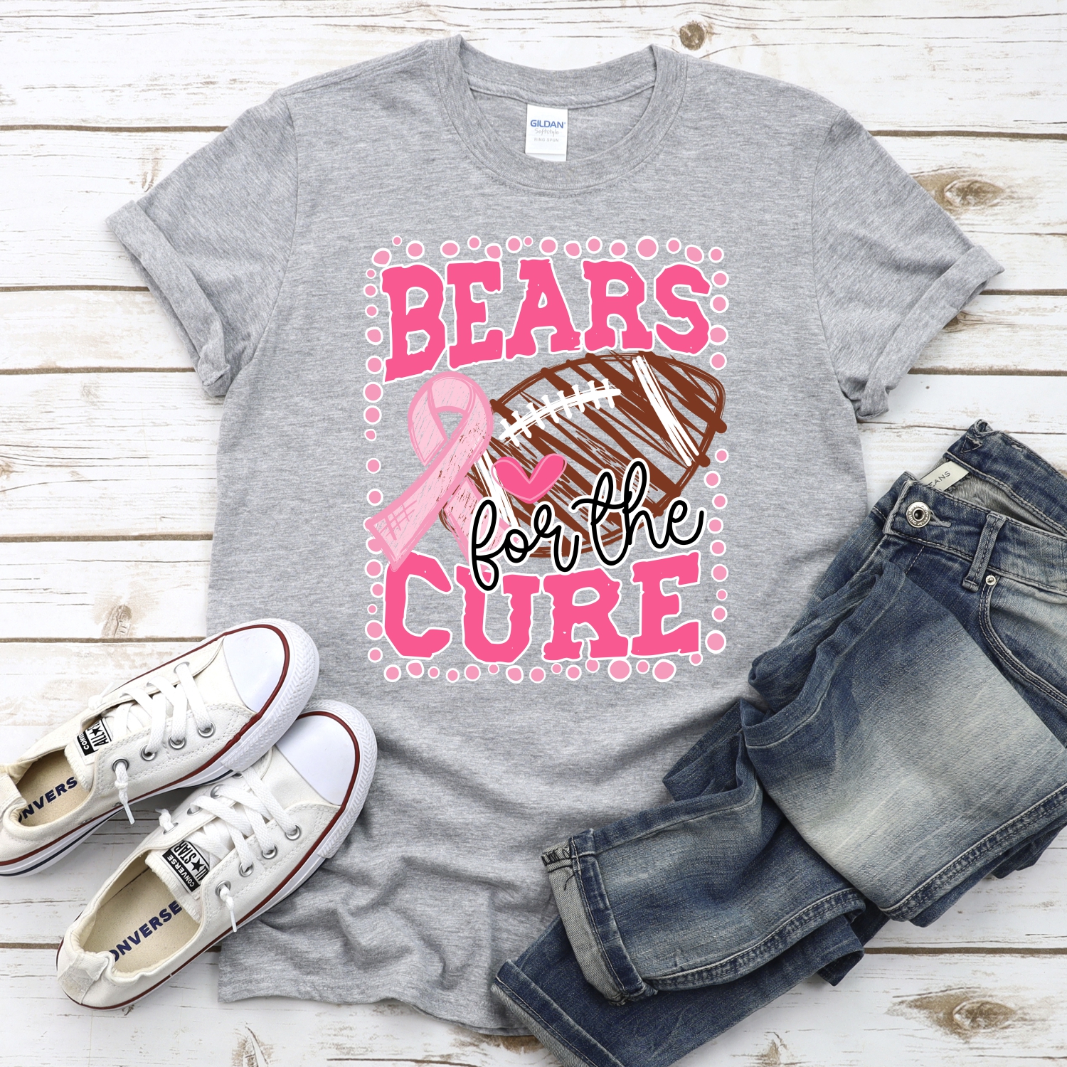 Bears for the cure dot football frame PINK *DTF* Transfer - Image 2