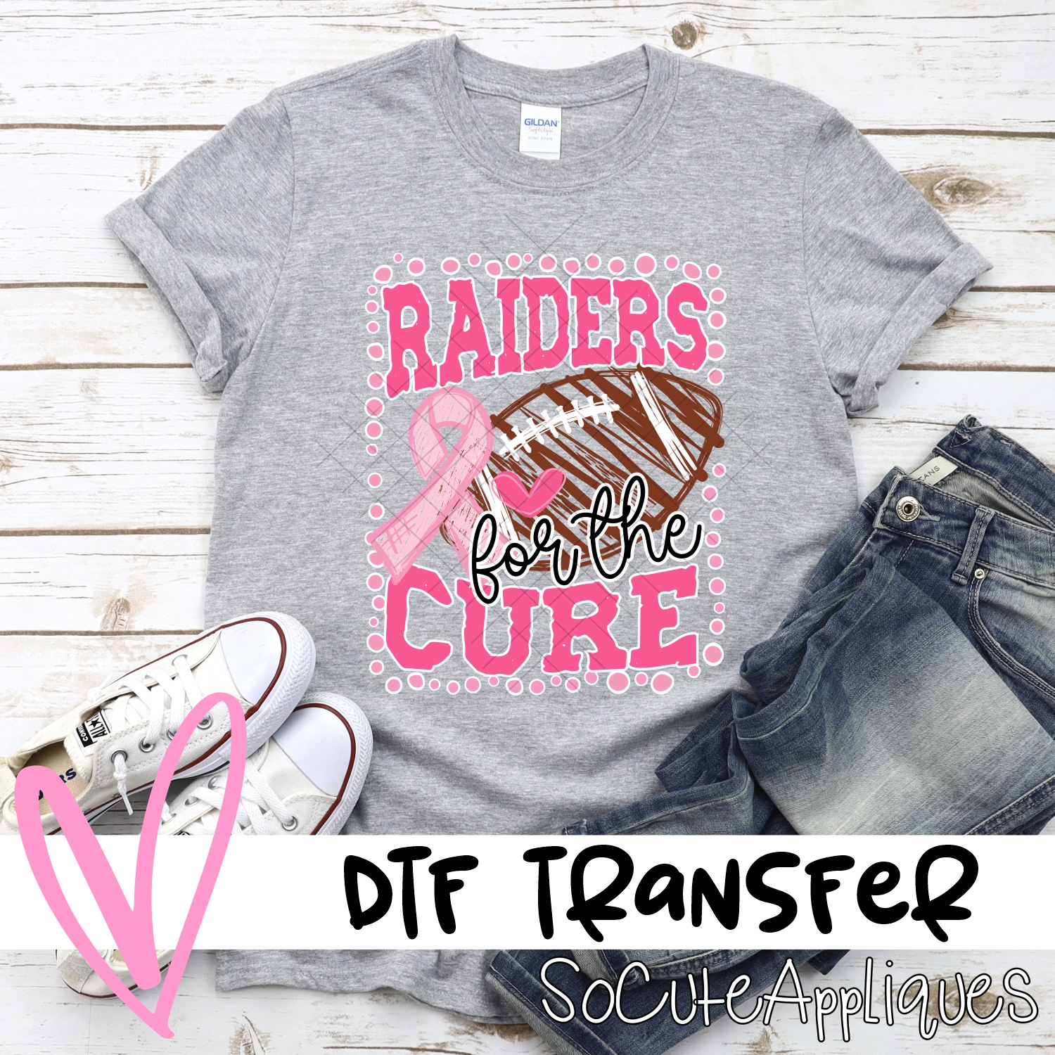 Raiders for the cure dot football frame PINK  *DTF* Transfer