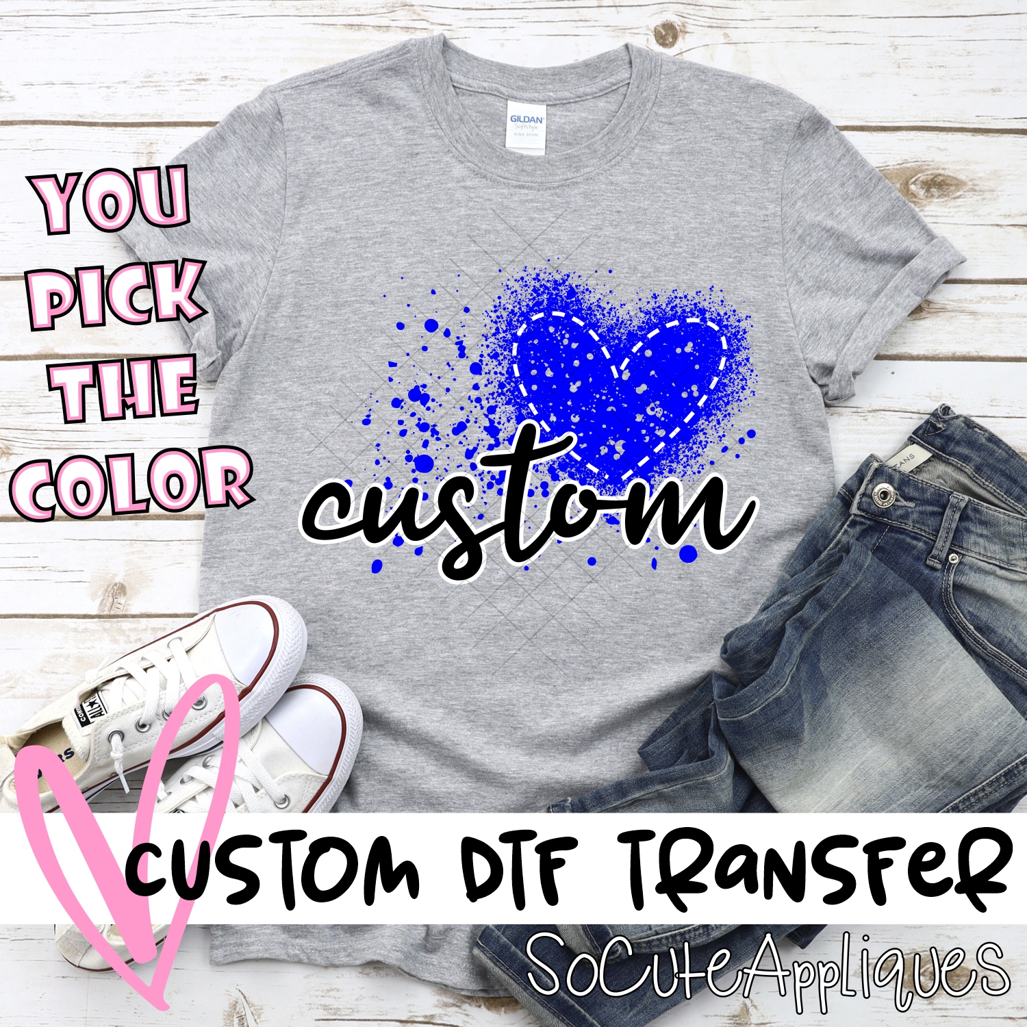 *CUSTOM NAME* Messy heart MASCOT *DTF* Transfer  -SEEME