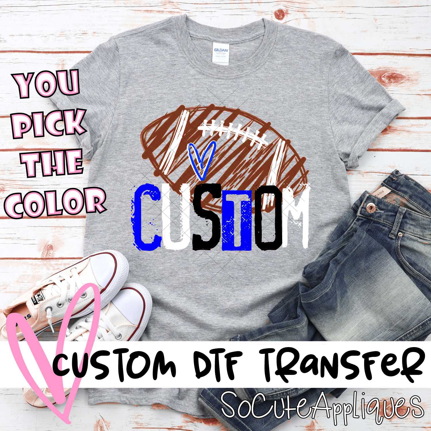 *CUSTOM NAME* Team STAMP Scribble football MASCOT *DTF* Transfer  -SEEME