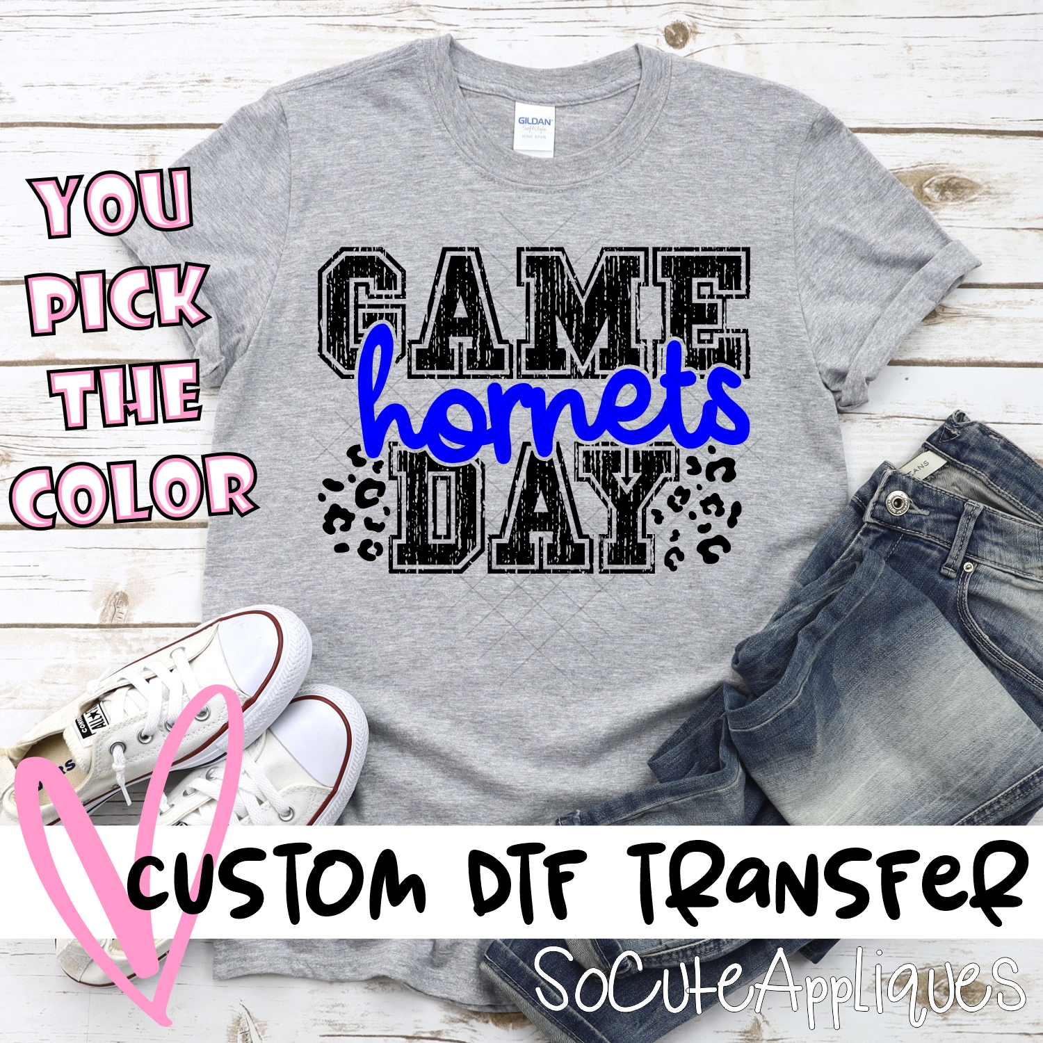CUSTOM Hornets Game Day with leopard spots *DTF* Transfer