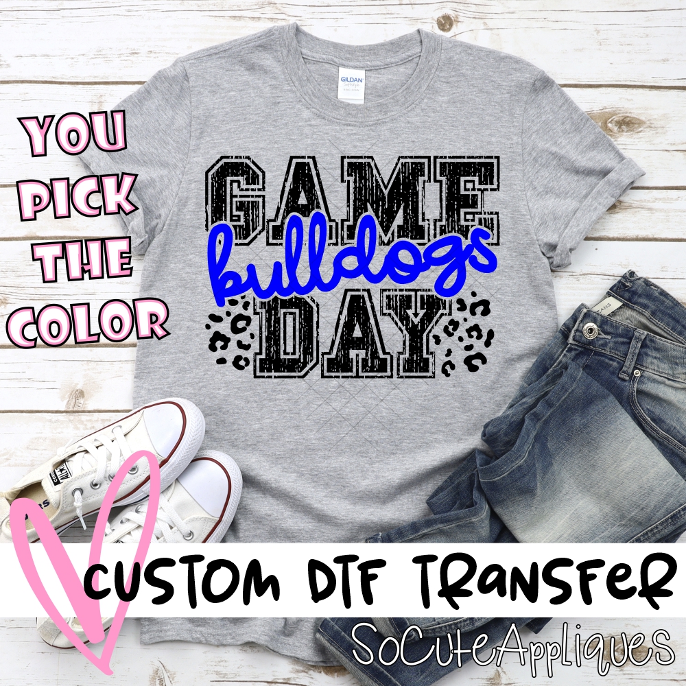 CUSTOM Bulldogs Game Day with leopard spots *DTF* Transfer
