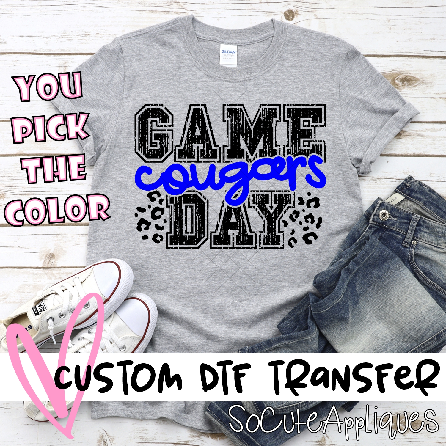 CUSTOM Cougars Game Day with leopard spots *DTF* Transfer