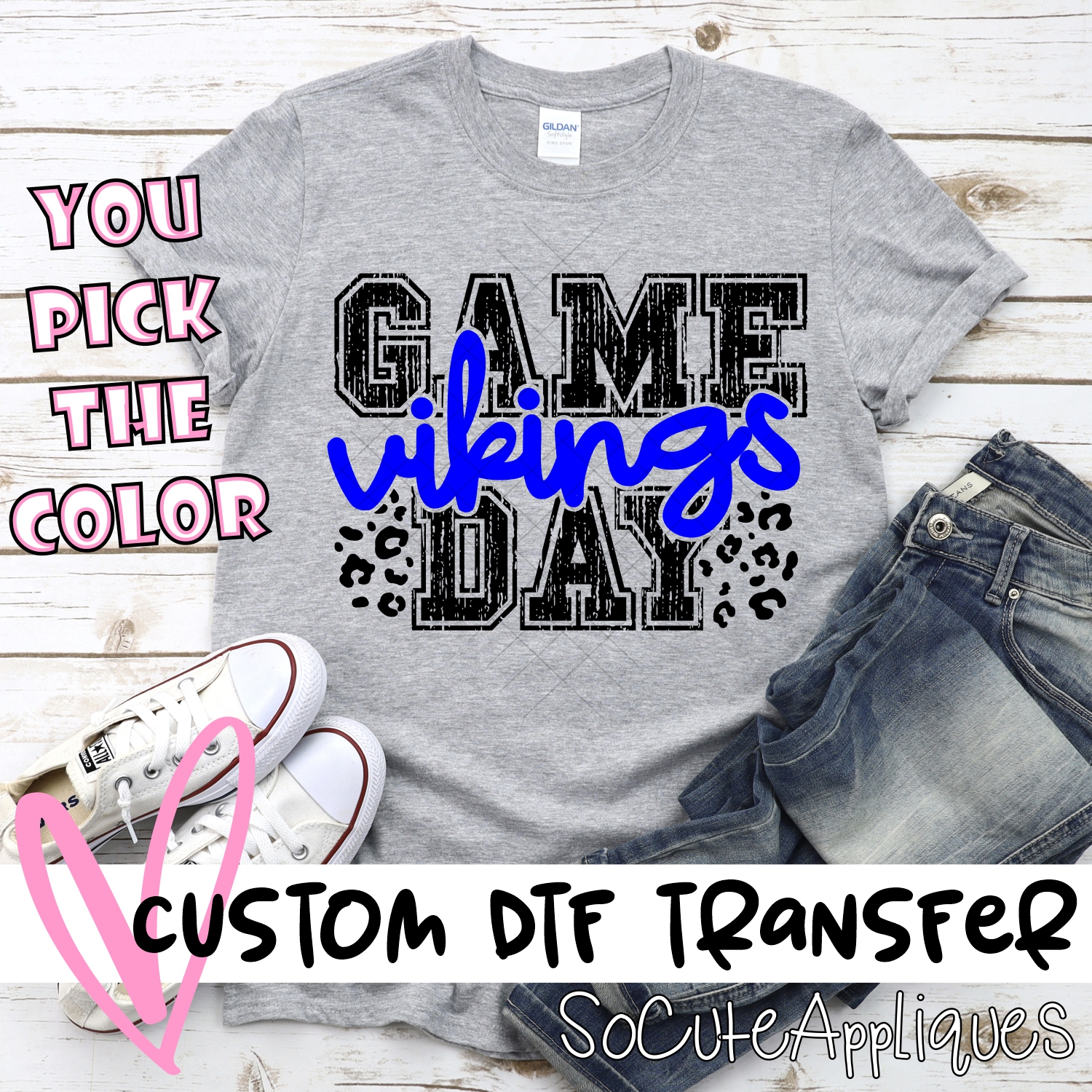 CUSTOM Vikings Game Day with leopard spots *DTF* Transfer