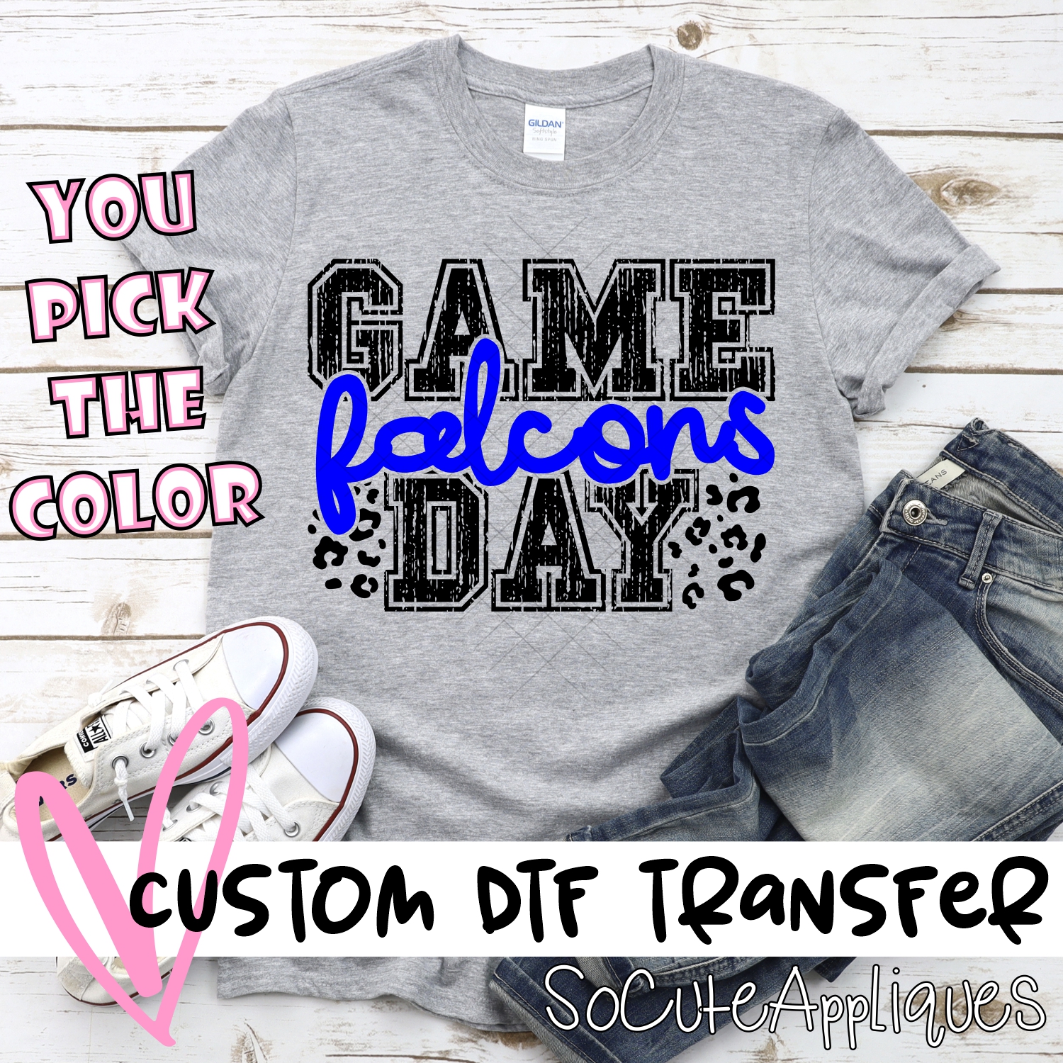 CUSTOM Falcons Game Day with leopard spots *DTF* Transfer