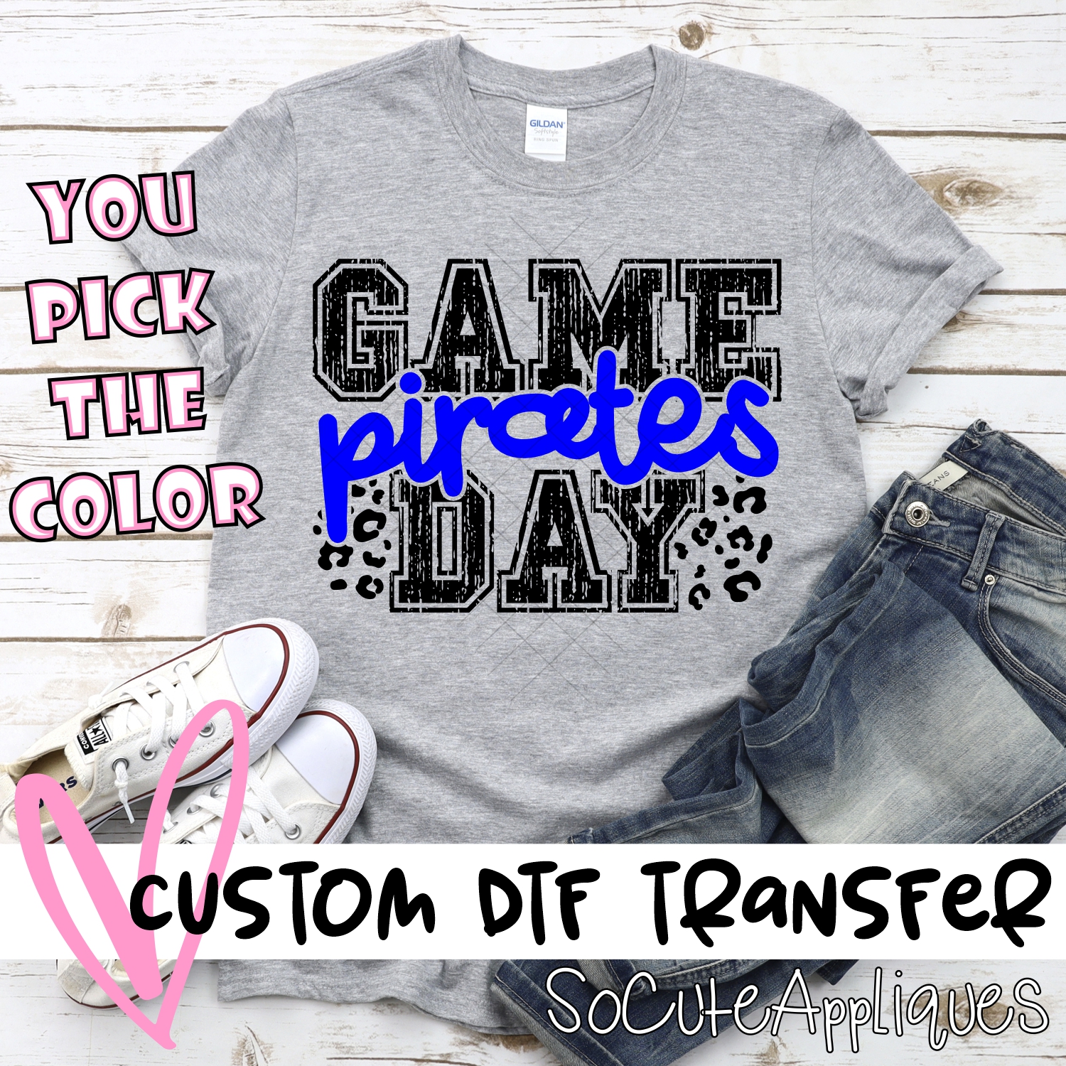 CUSTOM Pirates Game Day with leopard spots *DTF* Transfer