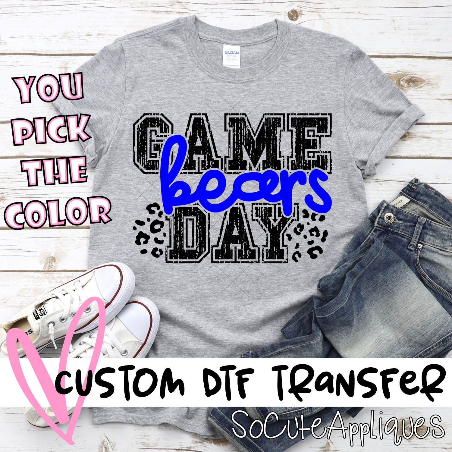 CUSTOM Bears Game Day with leopard spots *DTF* Transfer