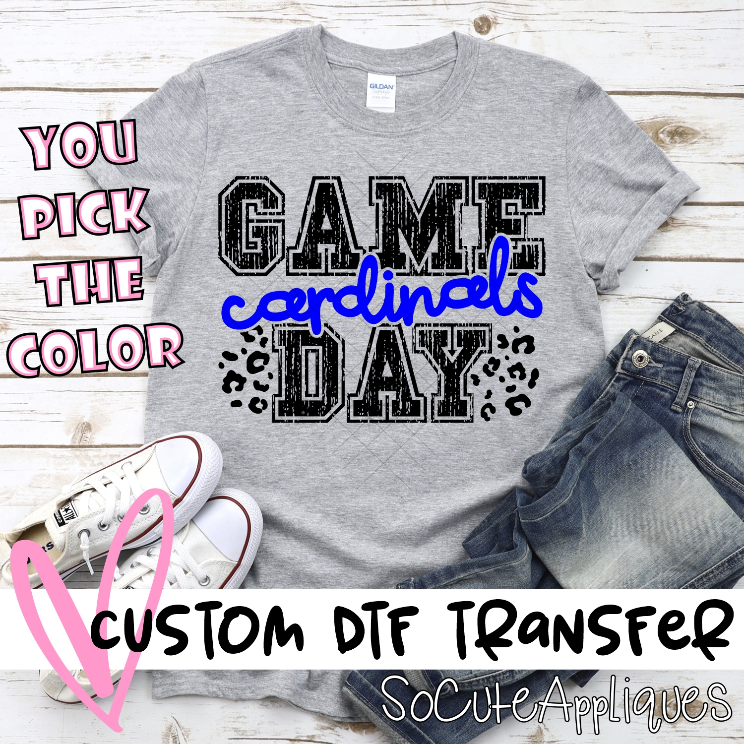 CUSTOM Cardinals Game Day with leopard spots *DTF* Transfer