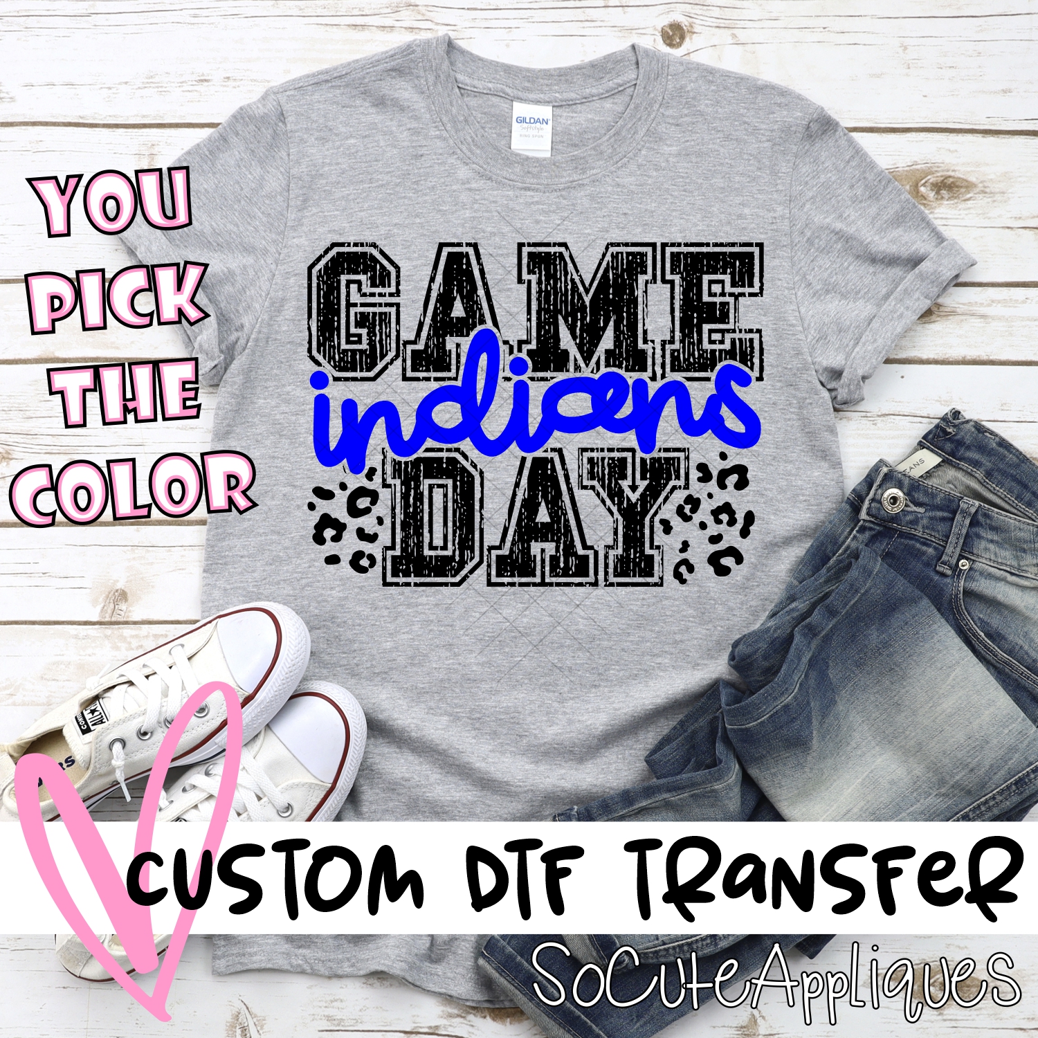 CUSTOM Indians Game Day with leopard spots *DTF* Transfer