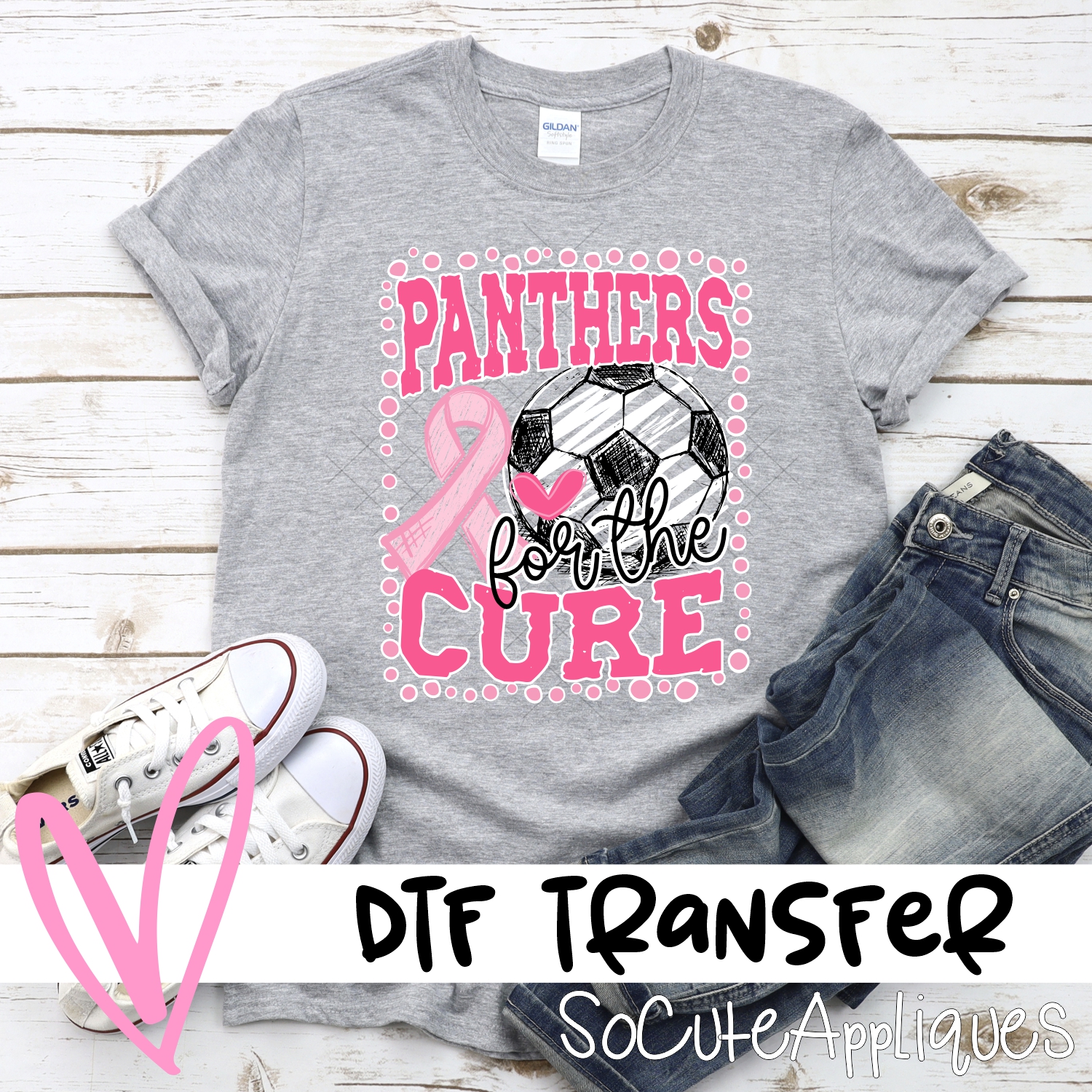 Panthers for the cure soccer pink ribbon *DTF* Transfer