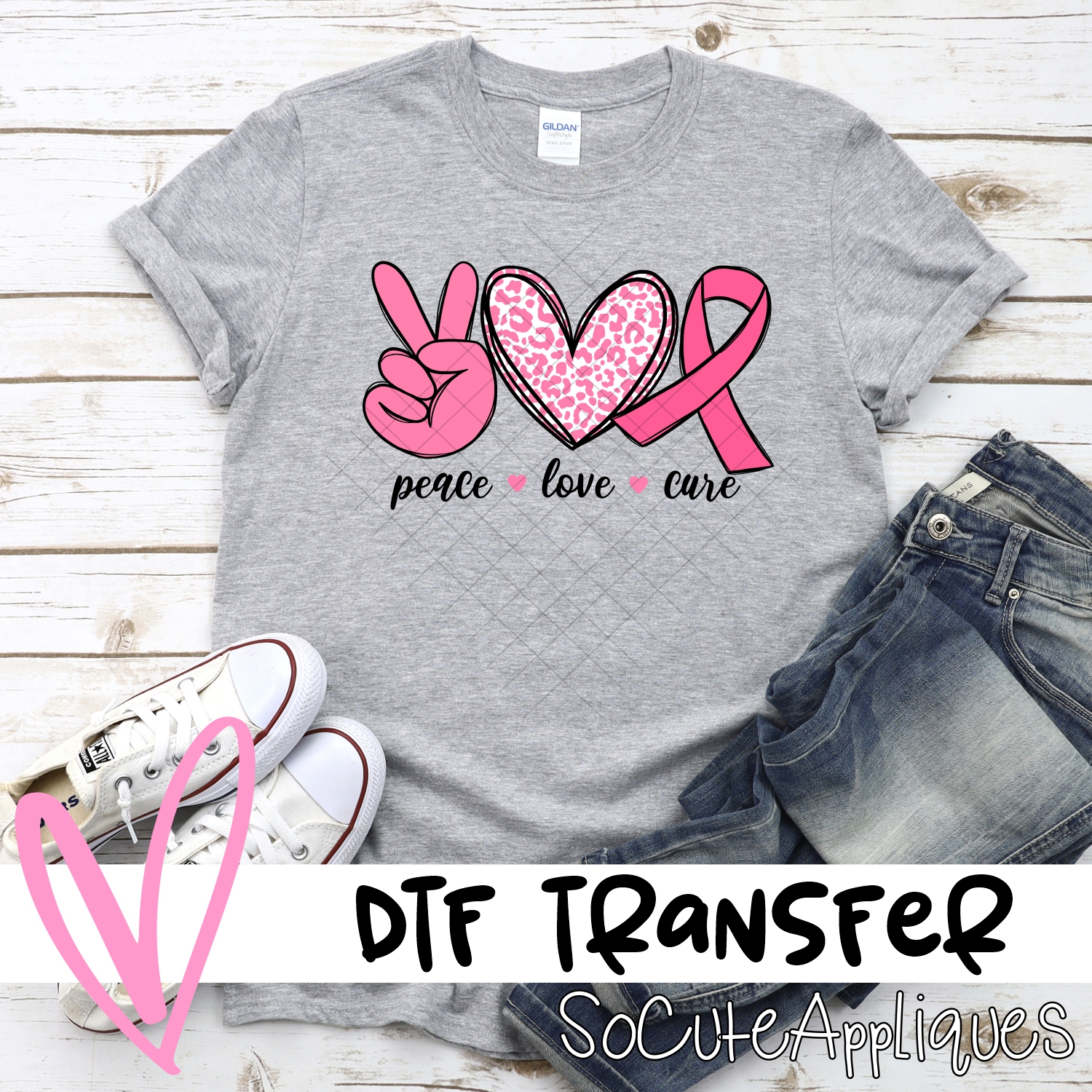 Peace love cure pink *DTF* Transfer