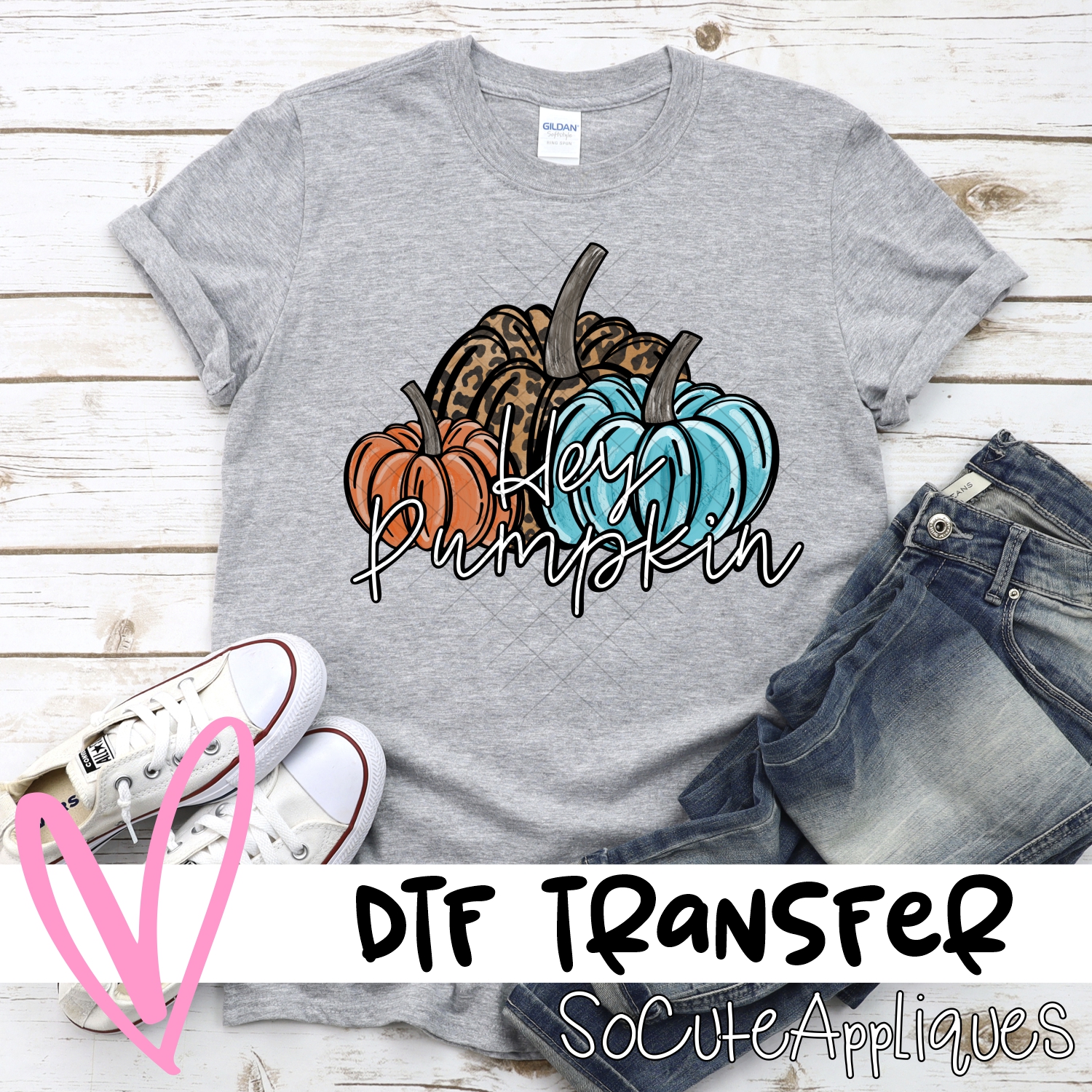 Hey pumpkin teal triple pumpkin *DTF* Transfer