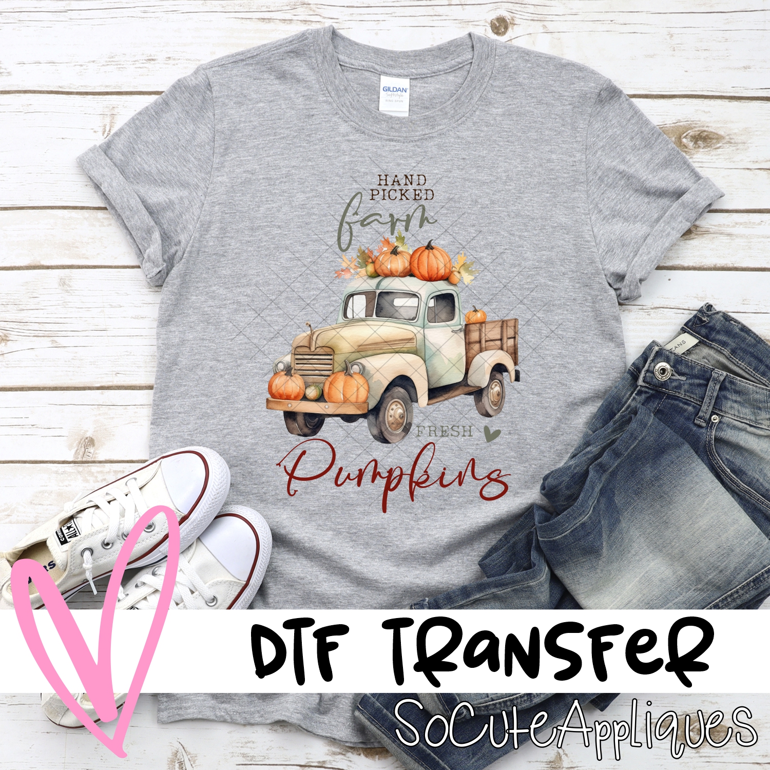 hand picked farm fresh pumpkin truck *DTF* Transfer