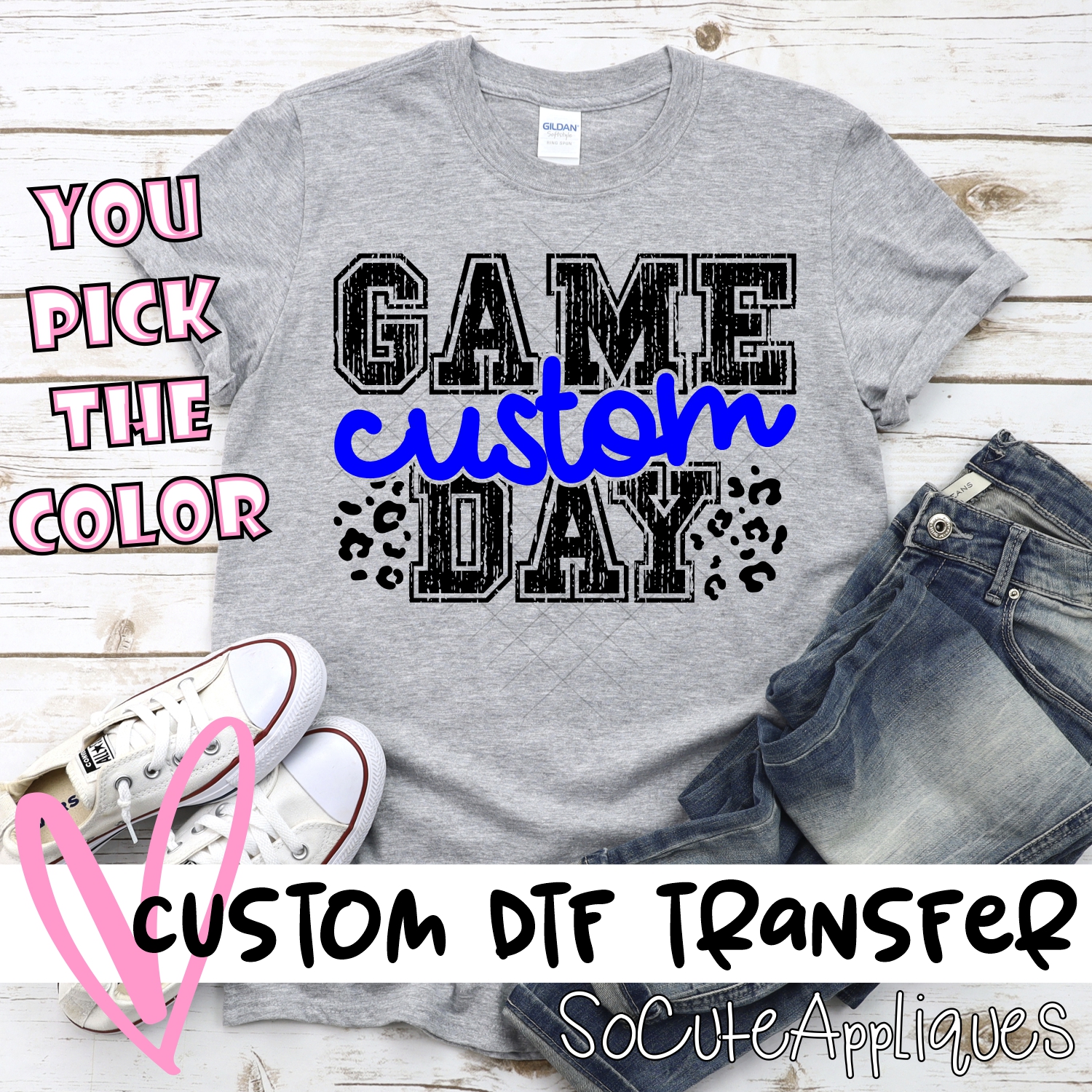 *CUSTOM NAME* GAME DAY Mascot on leopard spots *DTF* Transfer  -SEEME