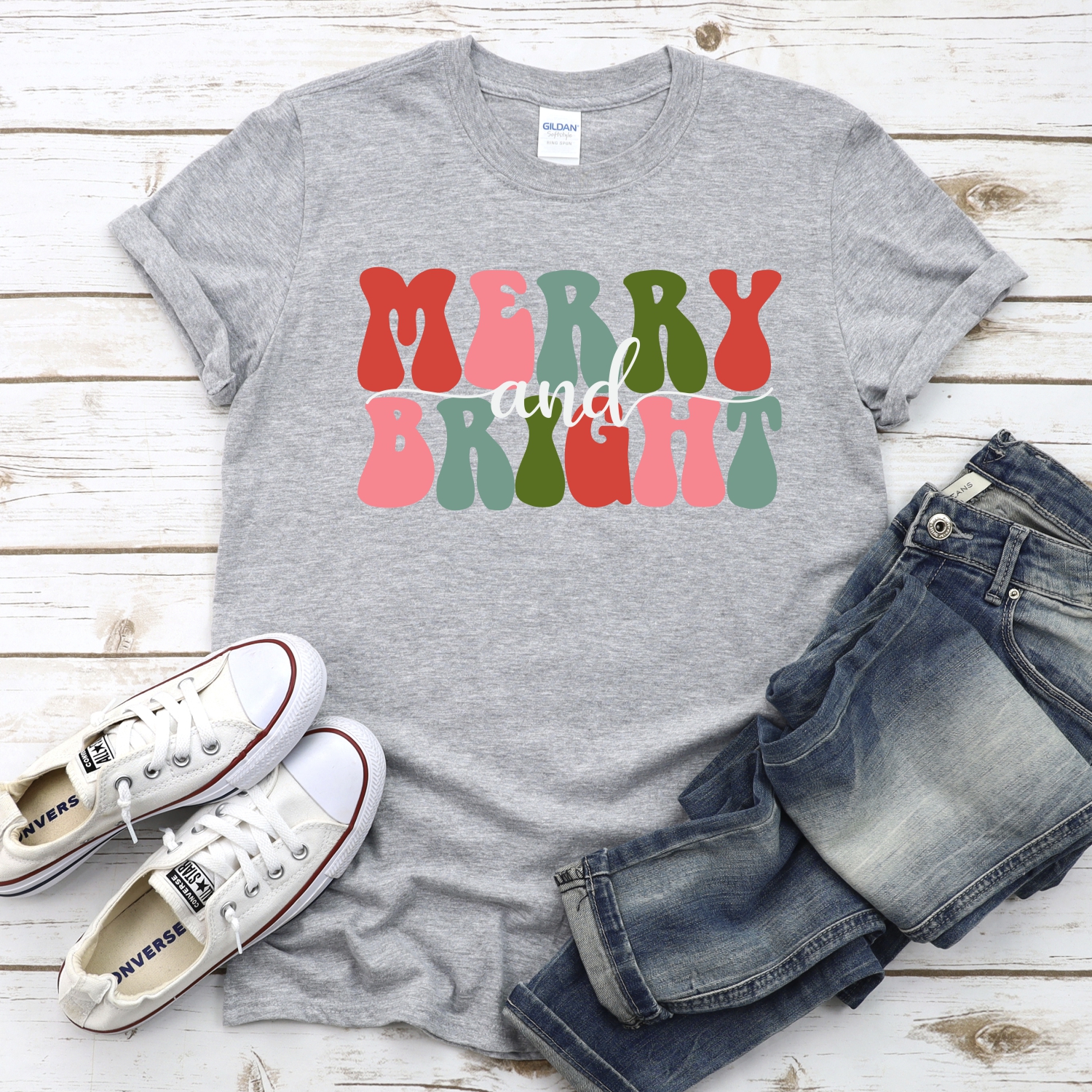 Merry and Bright retro *DTF* Transfer - Image 2