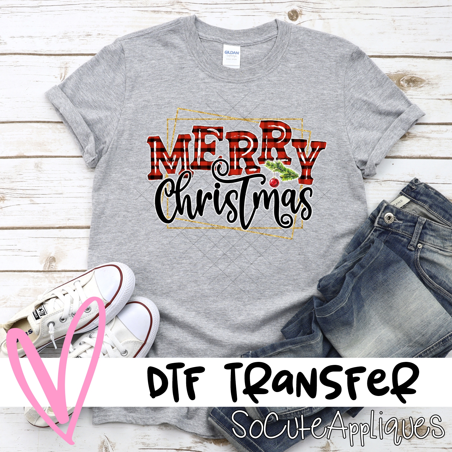 Merry Christmas plaid *DTF* Transfer