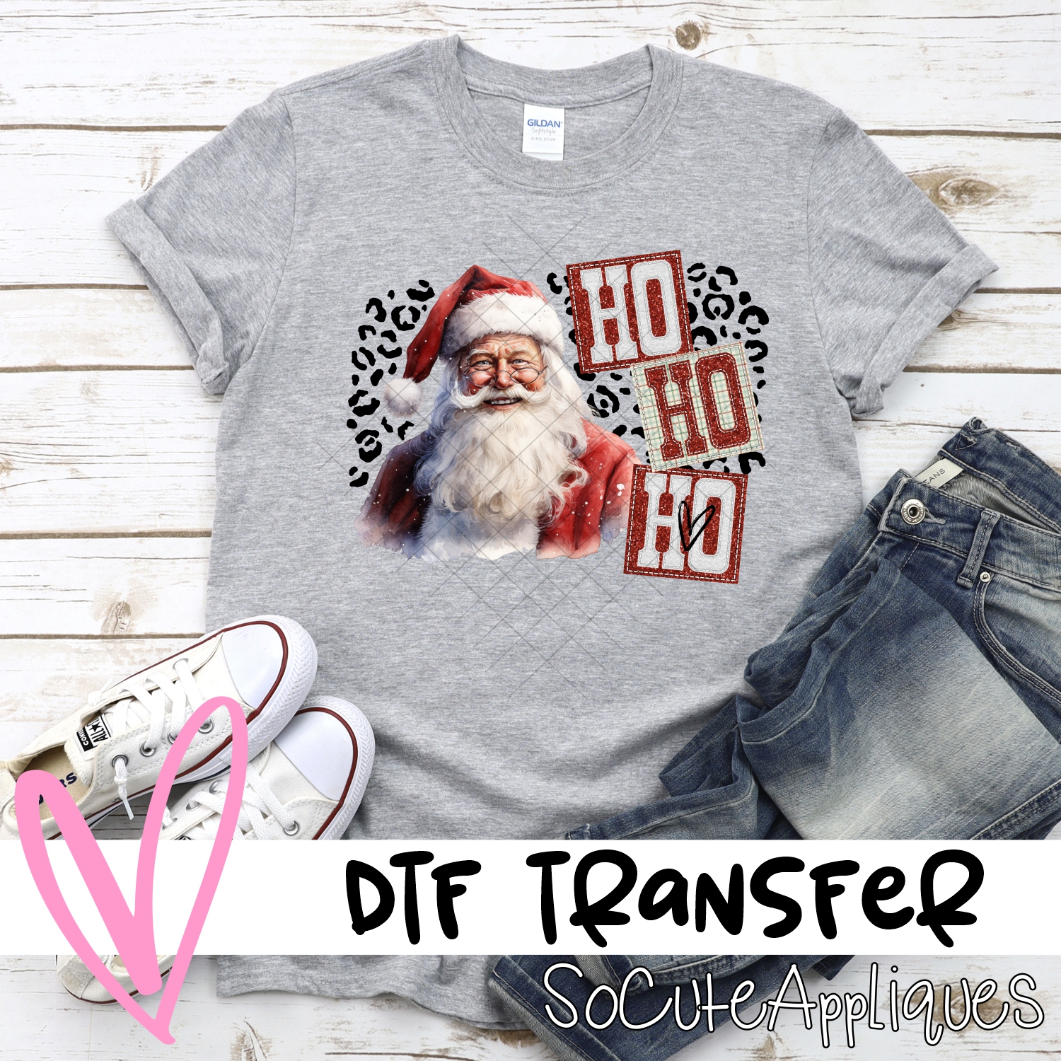 Ho Ho Ho Santa on Leopard *DTF* Transfer