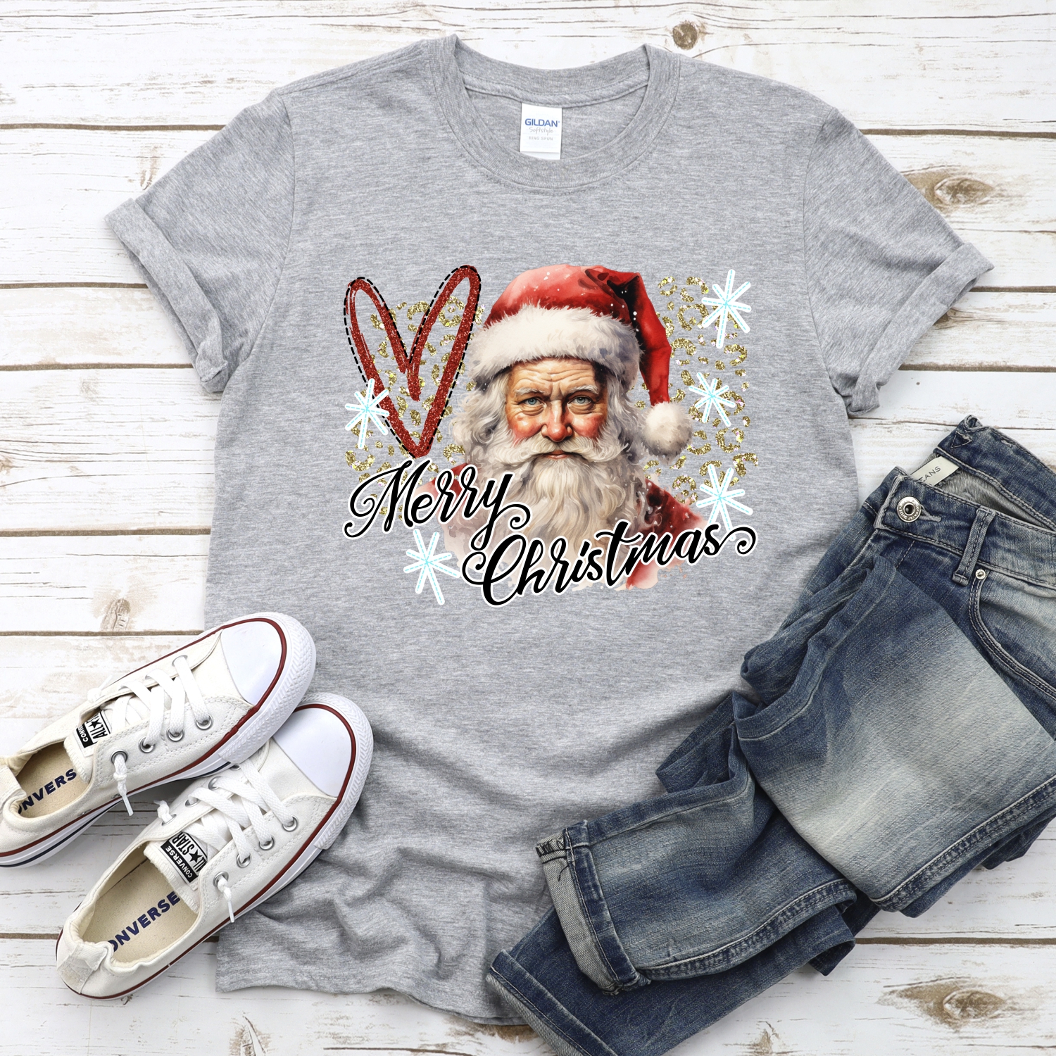 Merry Christmas Santa on gold leopard *DTF* Transfer - Image 2
