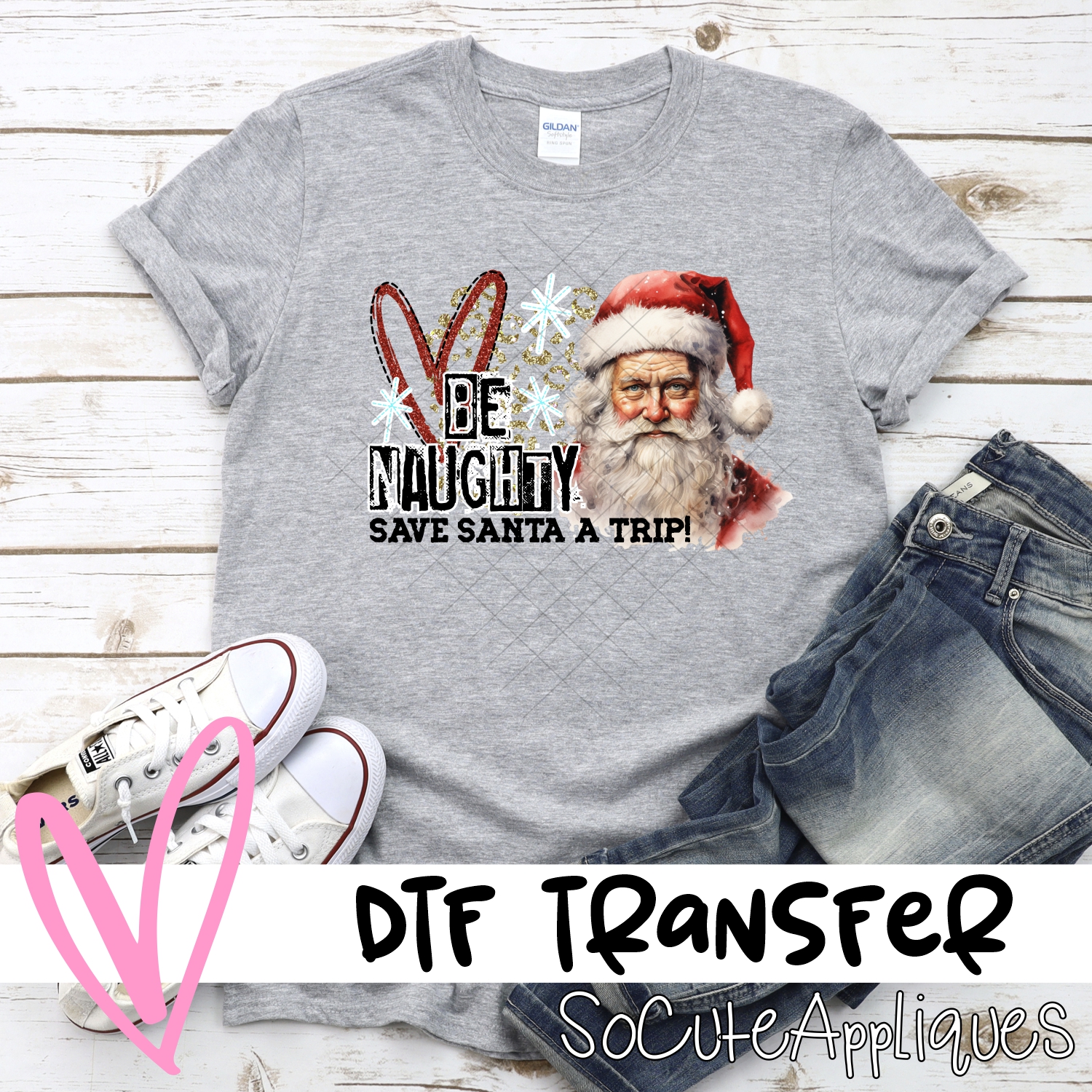 Be naughty save santa a trip on leopard *DTF* Transfer