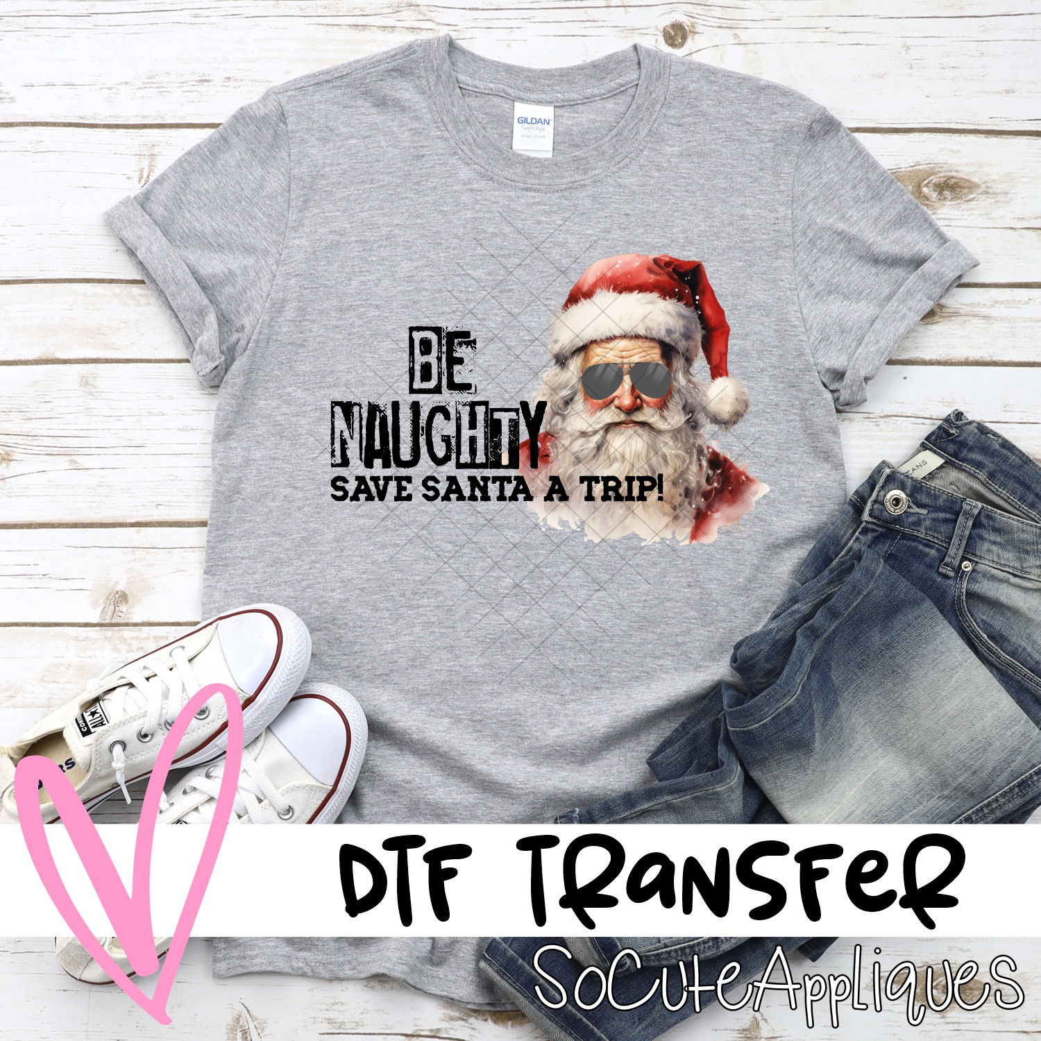 Be naughty save santa a trip sunglasses *DTF* Transfer