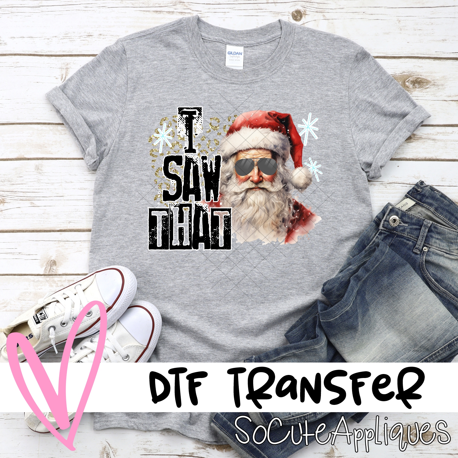 I saw that Santa leopard sunglasses *DTF* Transfer
