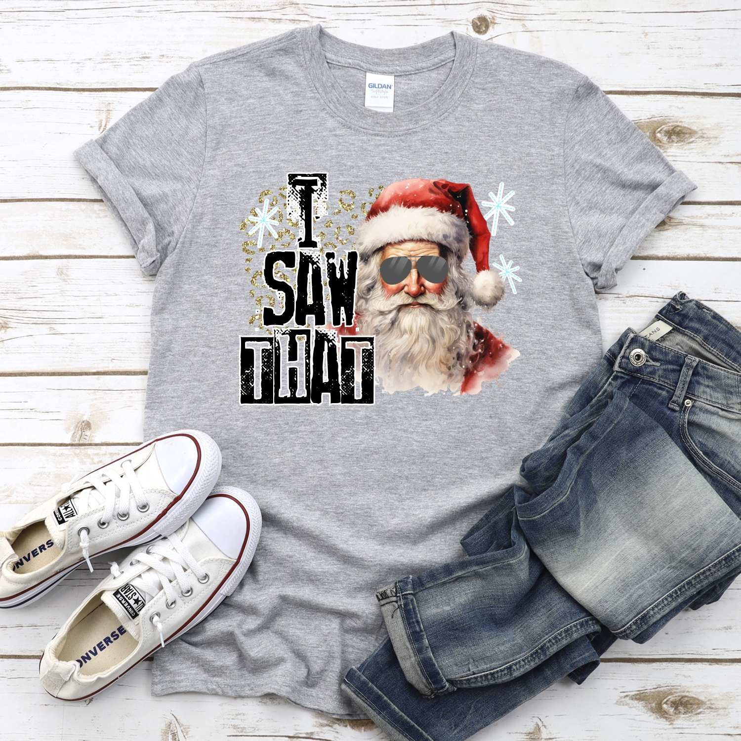 I saw that Santa leopard sunglasses *DTF* Transfer - Image 2