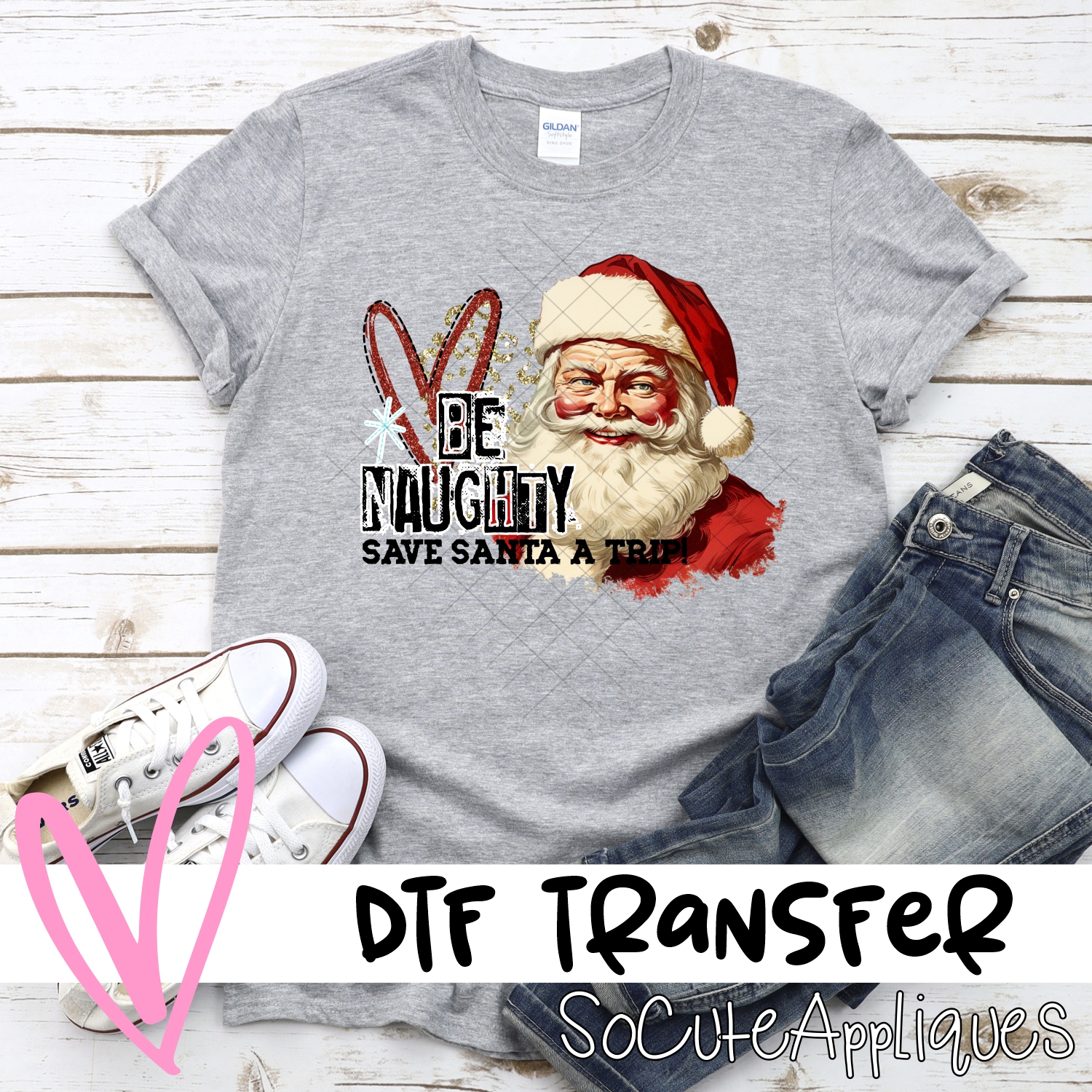 Be naughty save santa a trip on leopard *DTF* Transfer