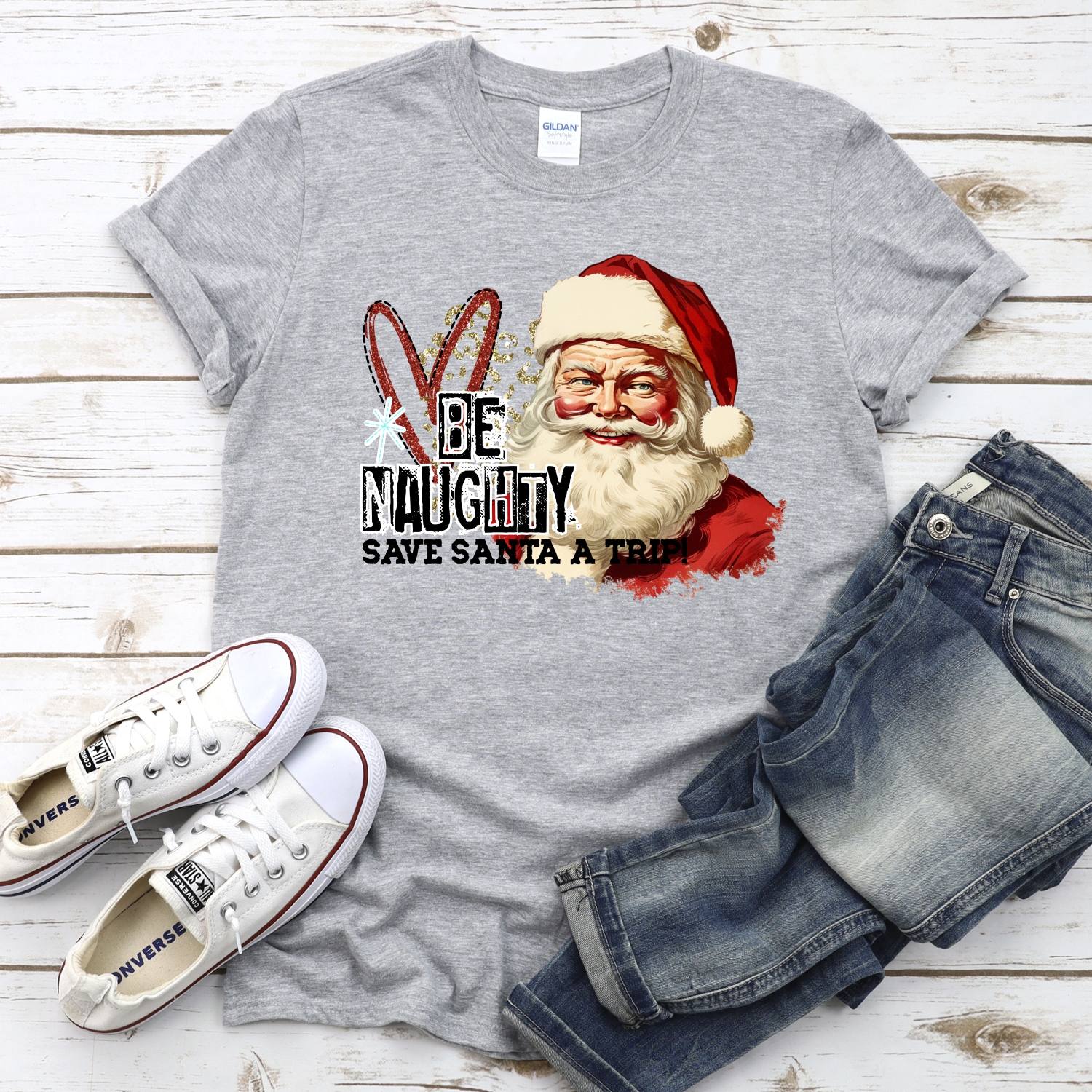 Be naughty save santa a trip on leopard *DTF* Transfer - Image 2