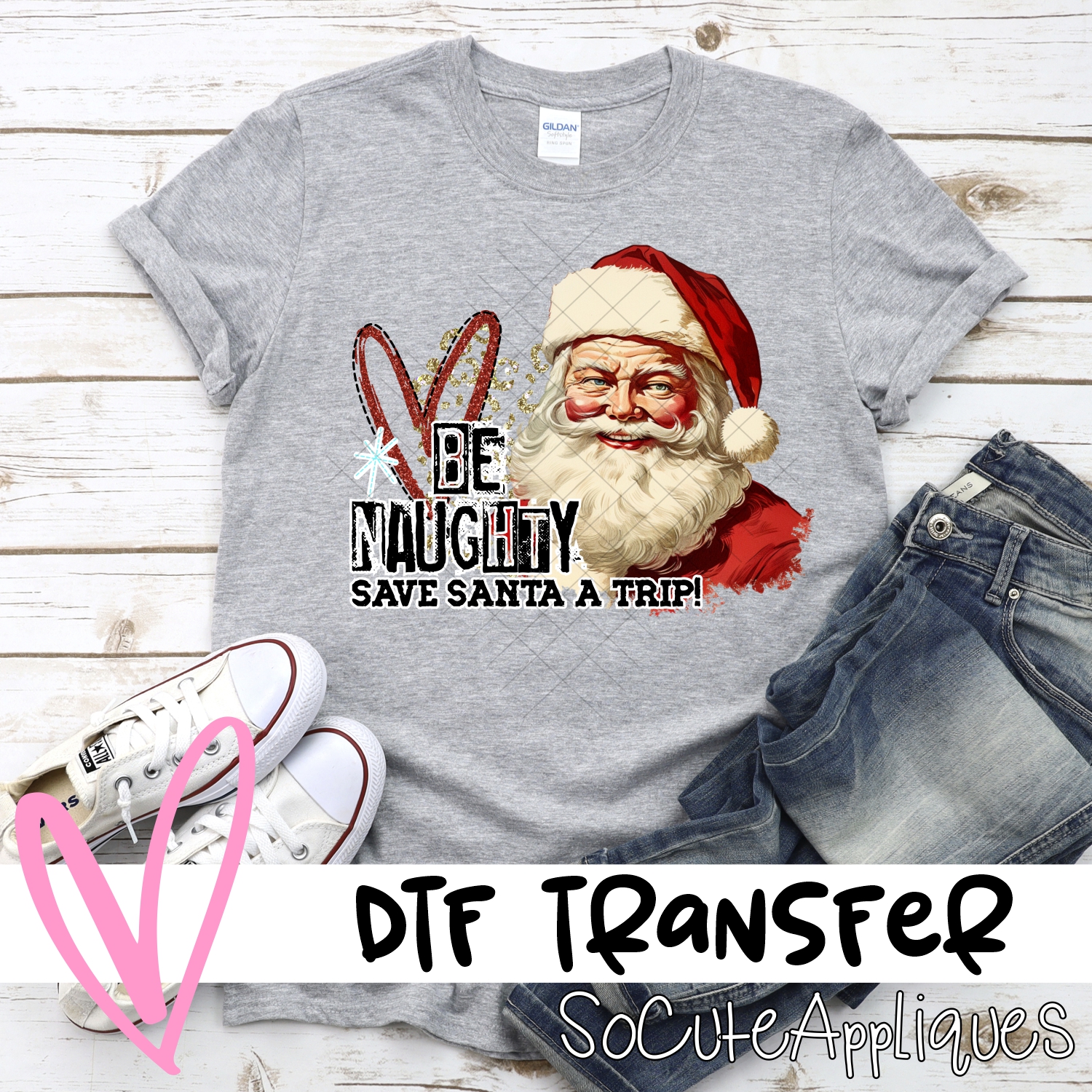 Be naughty save santa a trip on leopard *DTF* Transfer