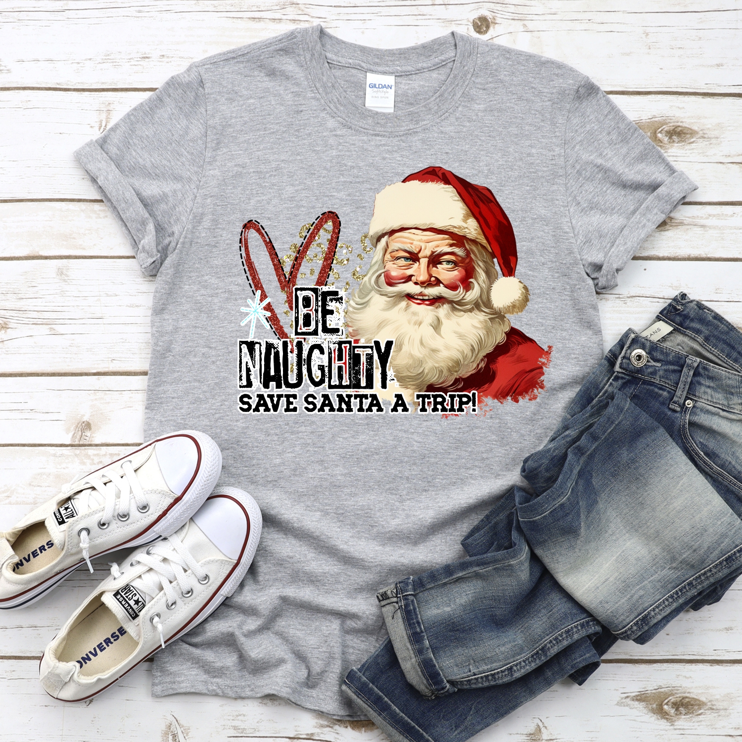 Be naughty save santa a trip on leopard *DTF* Transfer - Image 2