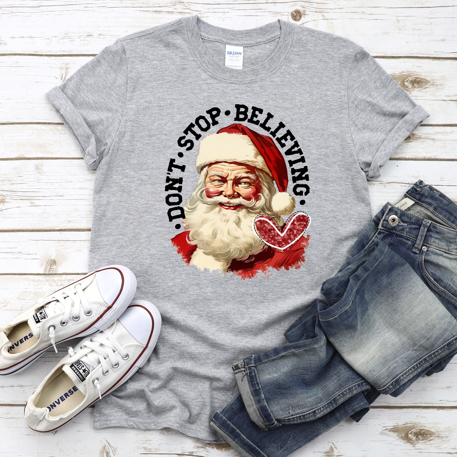 Dont stop believing red heart *DTF* Transfer - Image 2